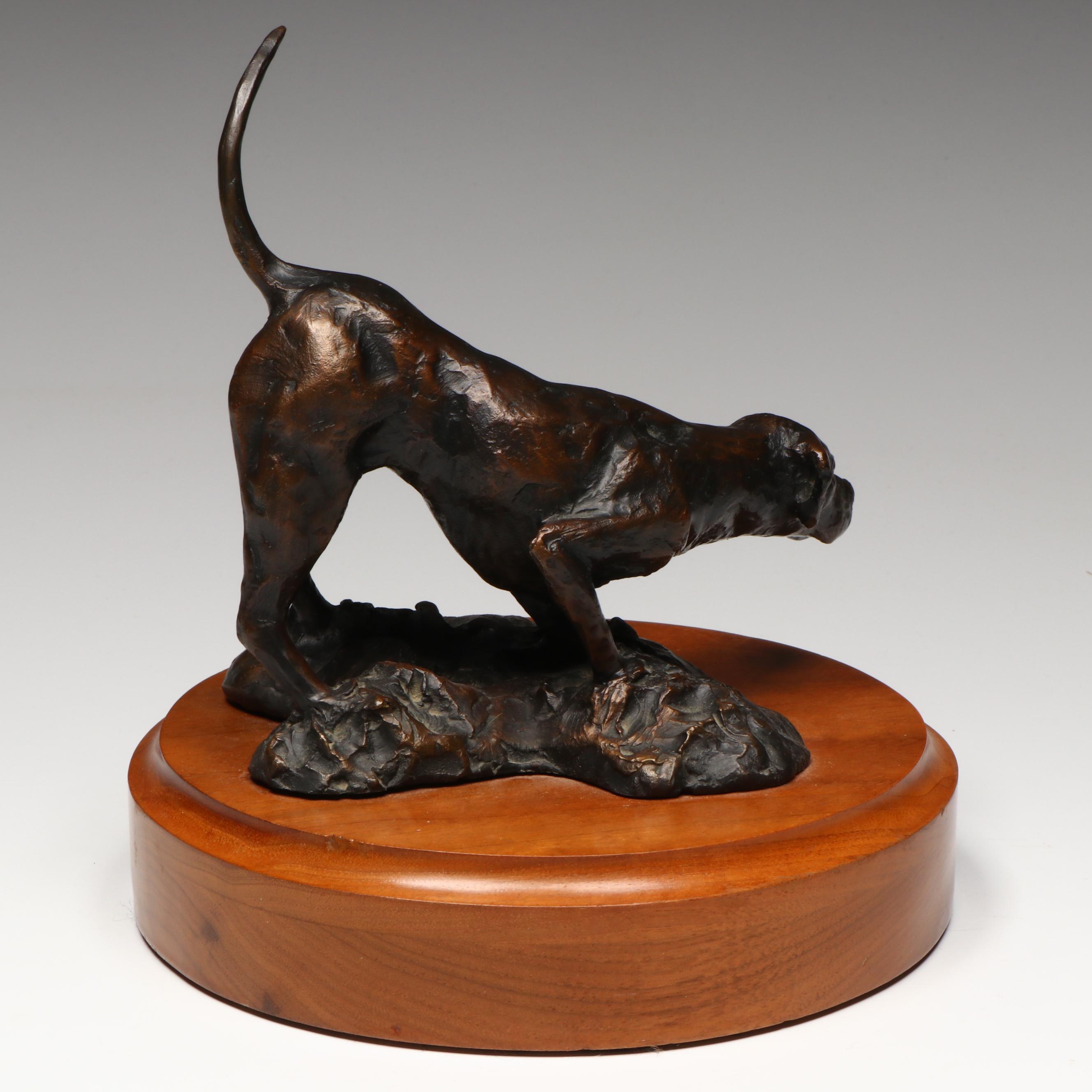 Cory Wheeler Hunting Dog Bronze Sculpture "Hide & Seek," 1998
