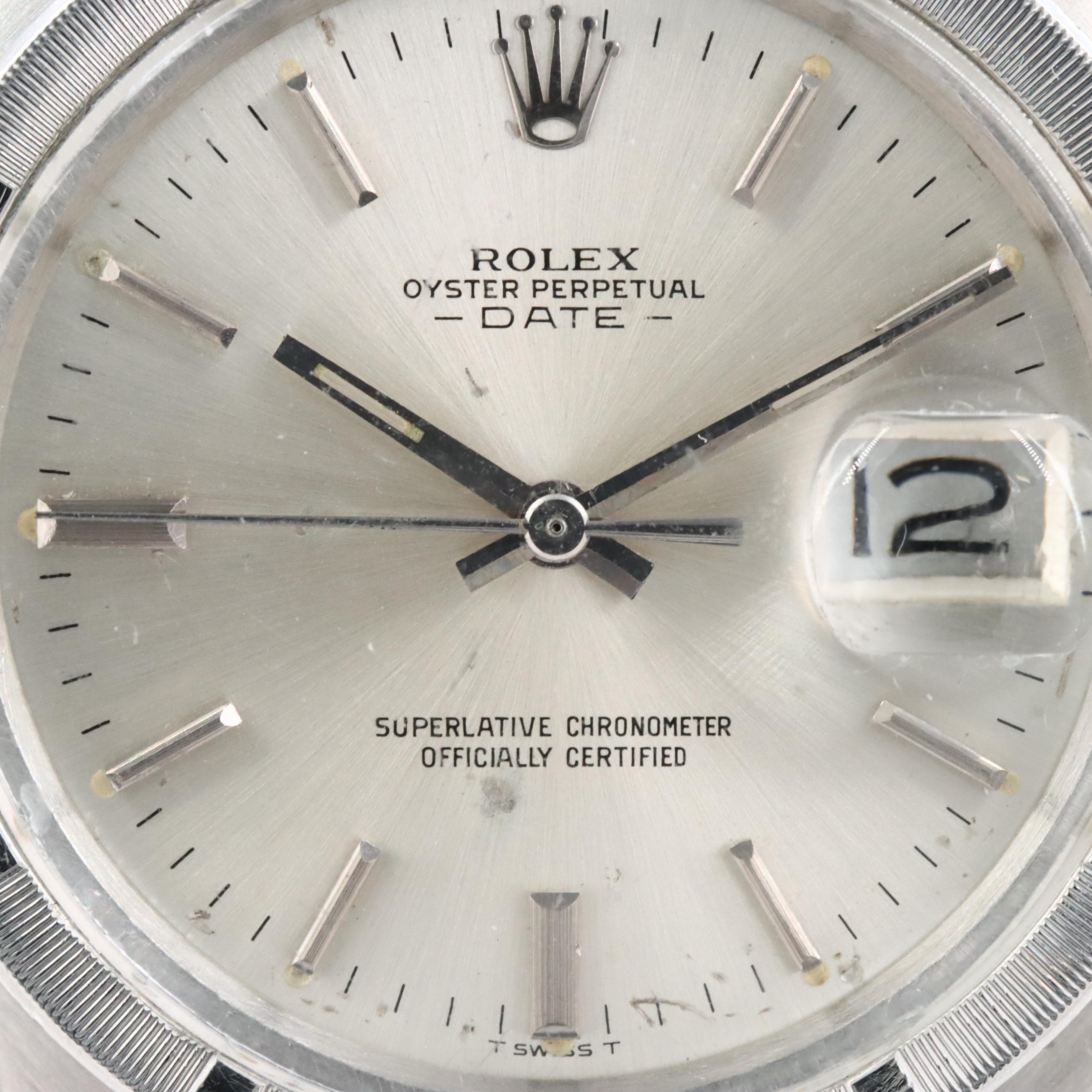 1977 Rolex Engine Turned Bezel Date Model 1501 Watch