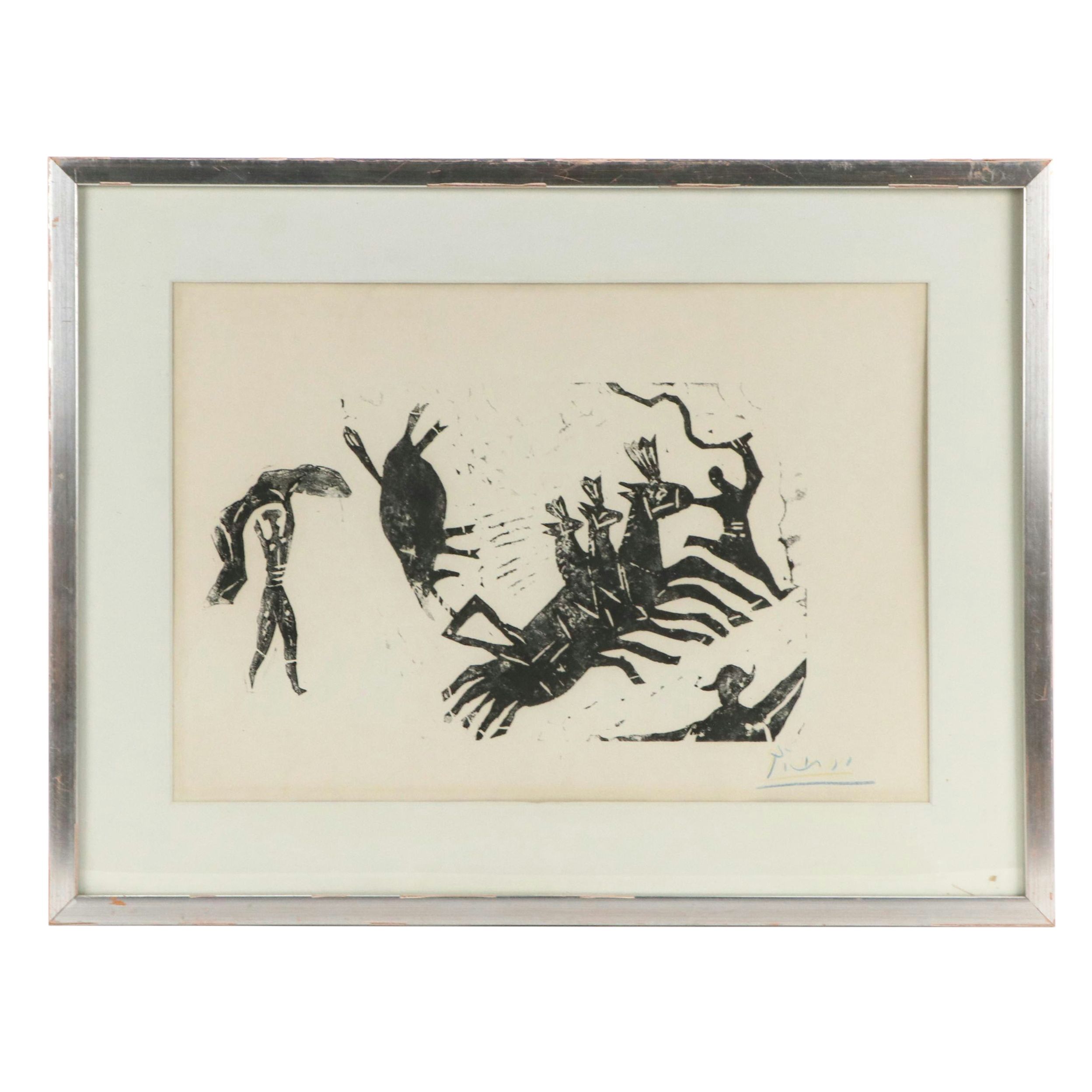 Pablo Picasso Lithograph of Bullfight Scenes, 1945