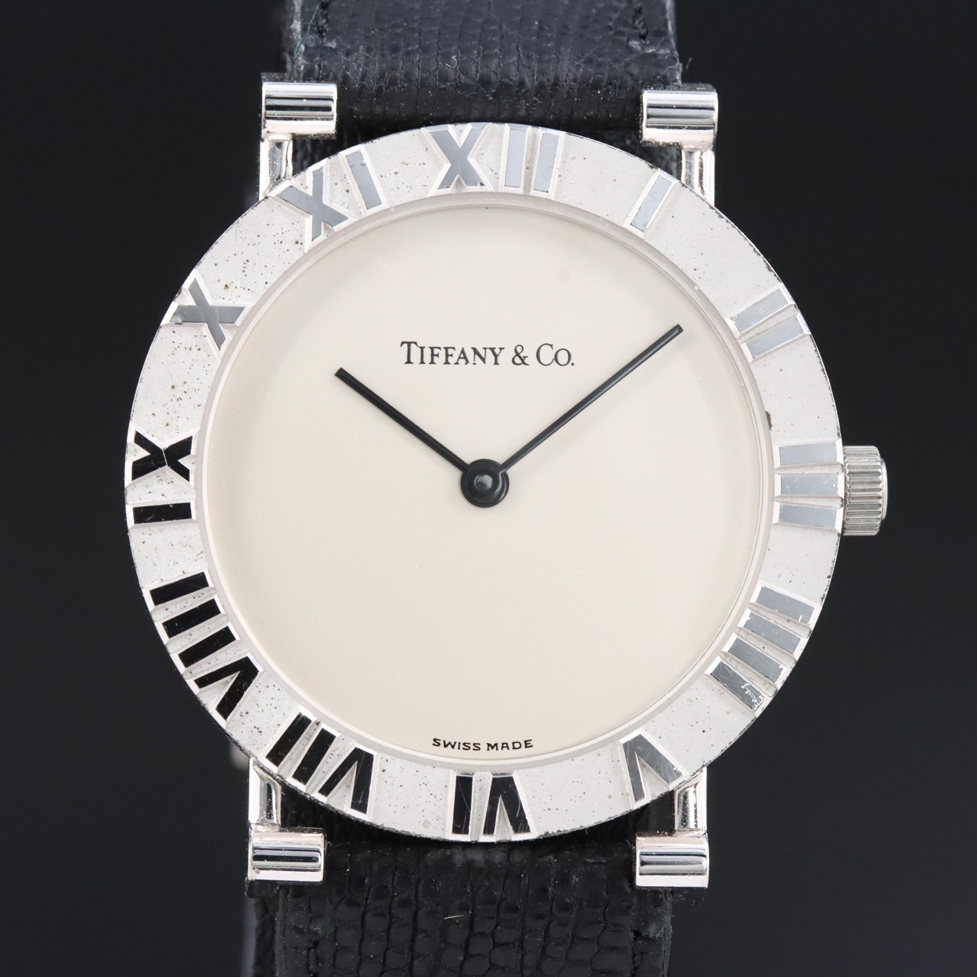 Tiffany & Co Atlas Sterling Silver 25 Year Service Award 31mm Quartz Watch M0640