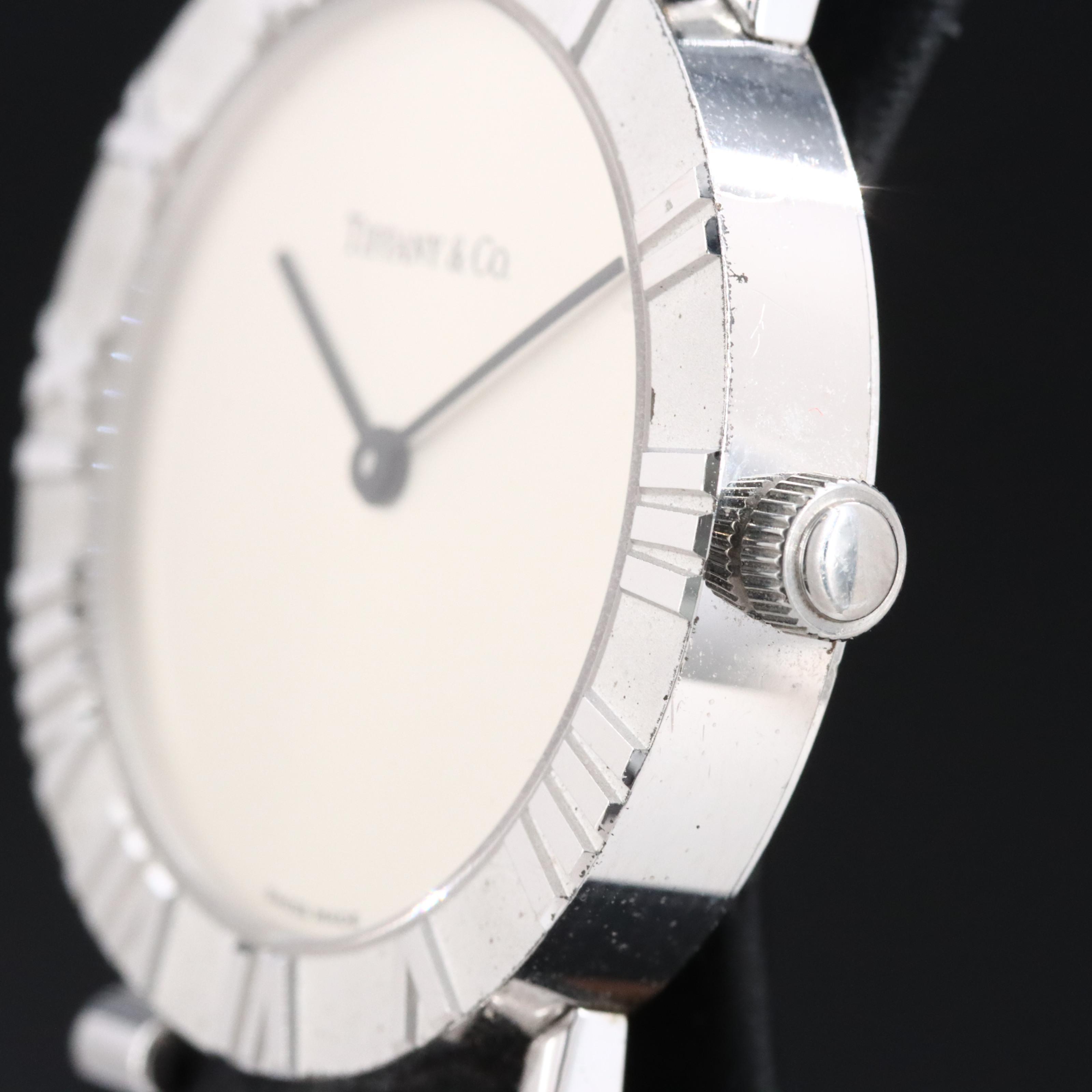 Tiffany & Co Atlas Sterling Silver 25 Year Service Award 31mm Quartz Watch M0640