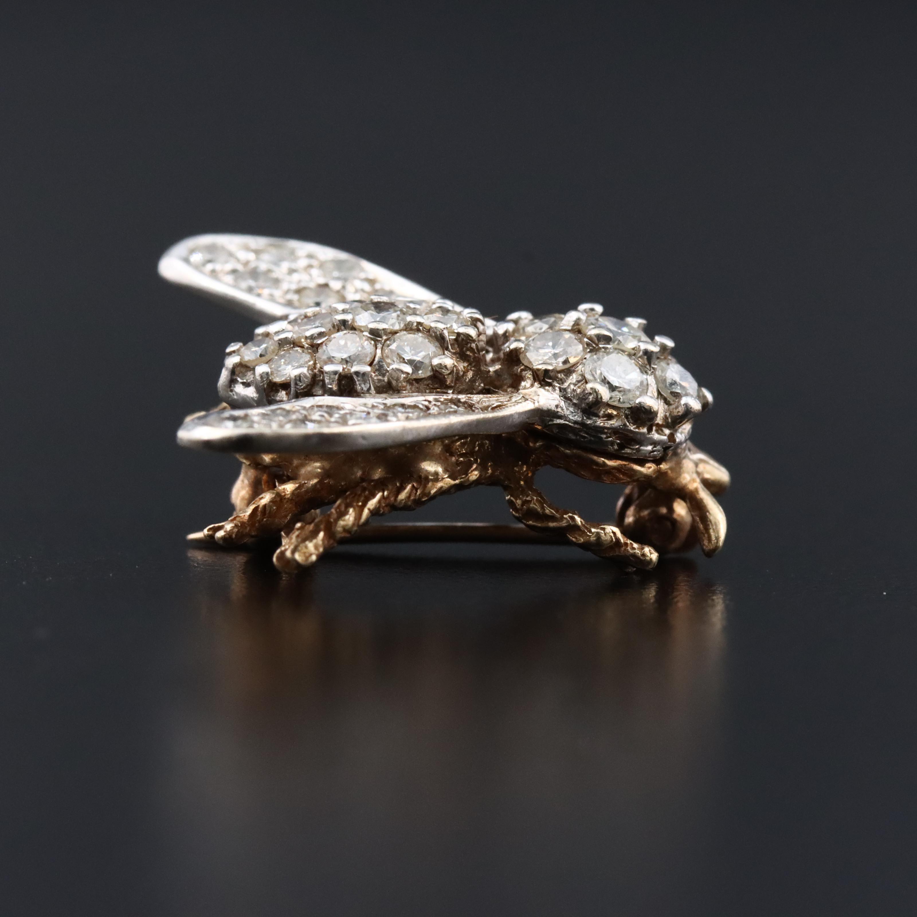 14K 1.02 CTW Diamond Bee Pin