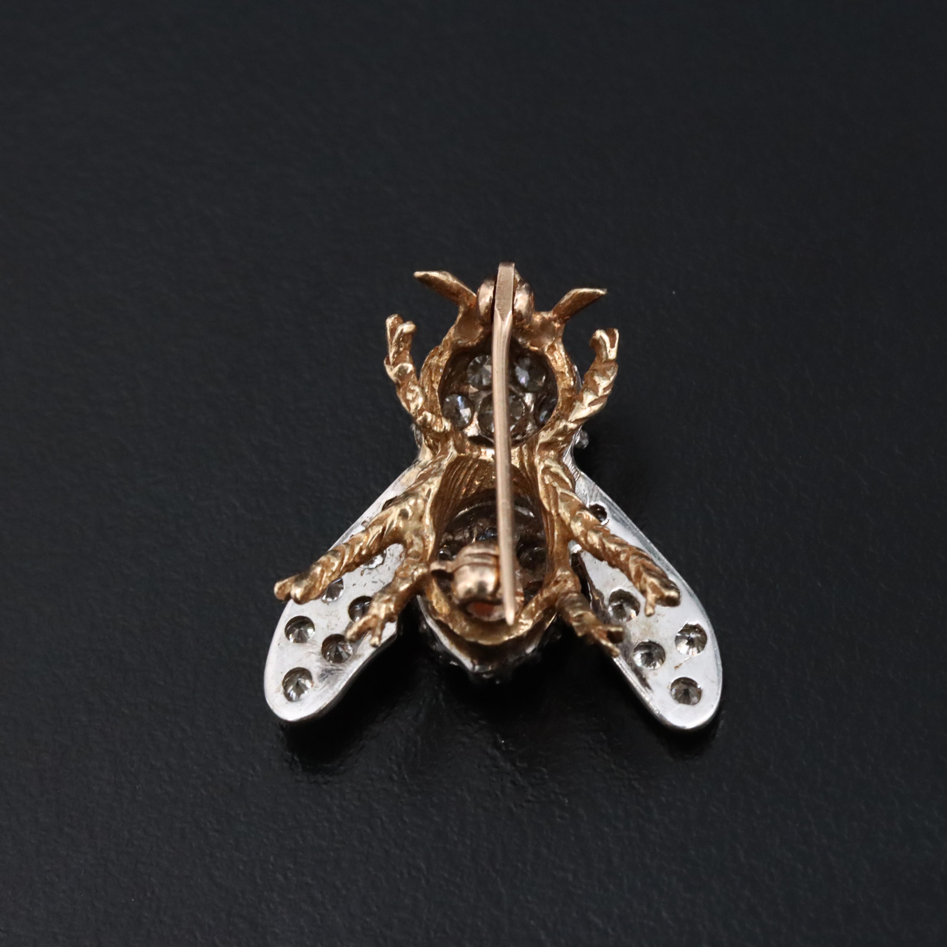 14K 1.02 CTW Diamond Bee Pin