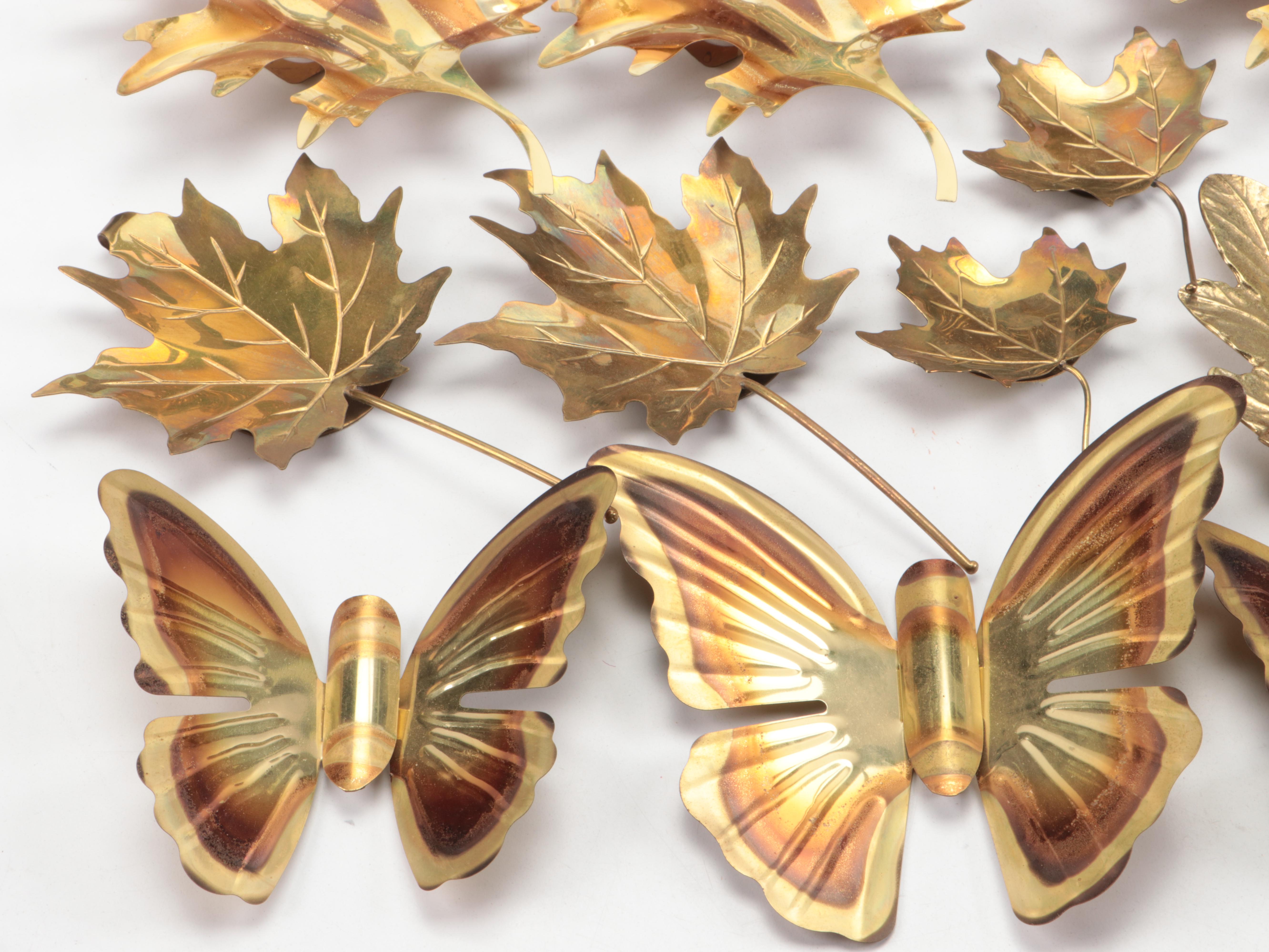 Virginia Metalcrafters Brass Leaf Dishes with Wall Hangings and Other Décor