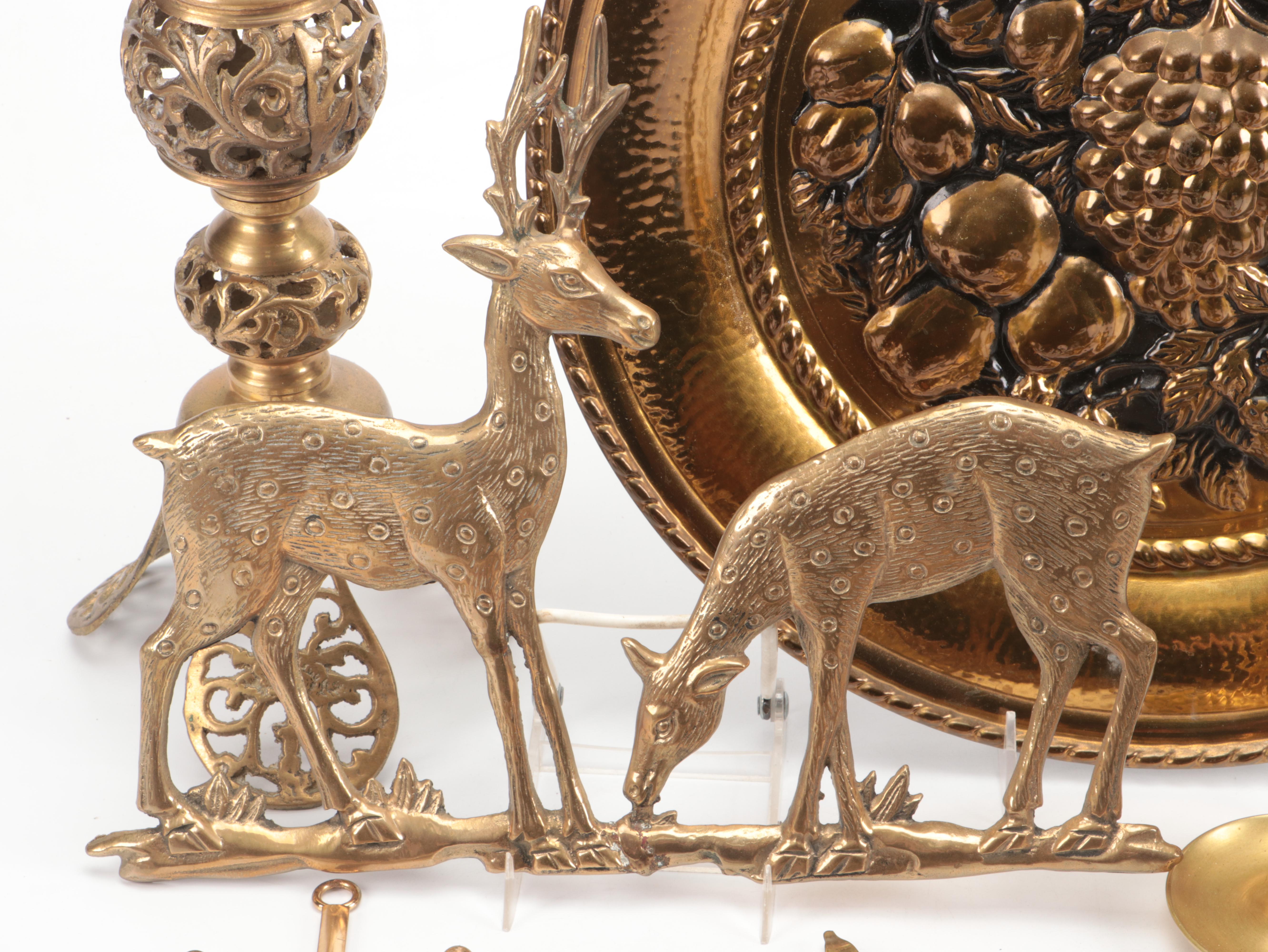 Virginia Metalcrafters Brass Leaf Dishes with Wall Hangings and Other Décor