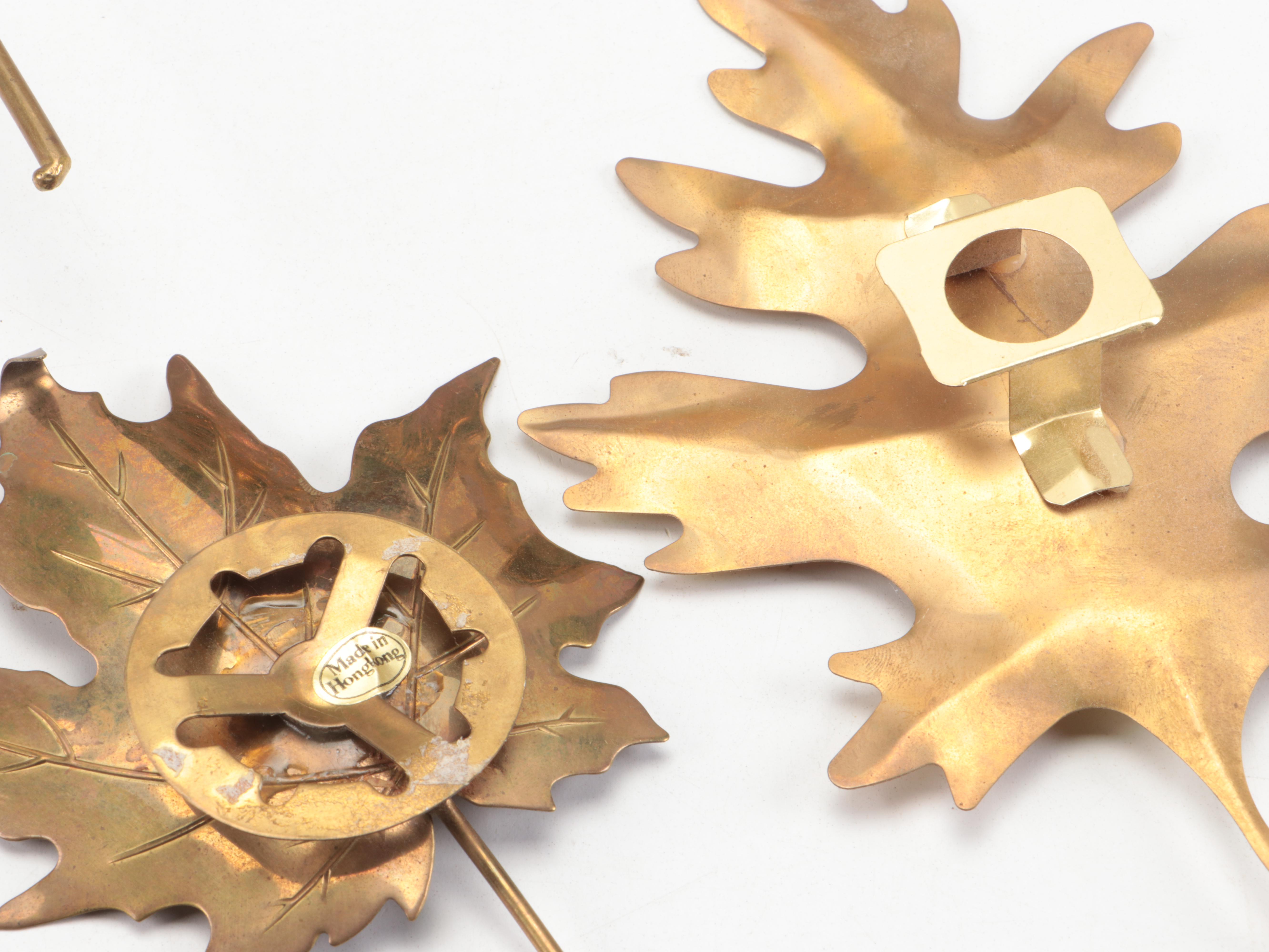 Virginia Metalcrafters Brass Leaf Dishes with Wall Hangings and Other Décor