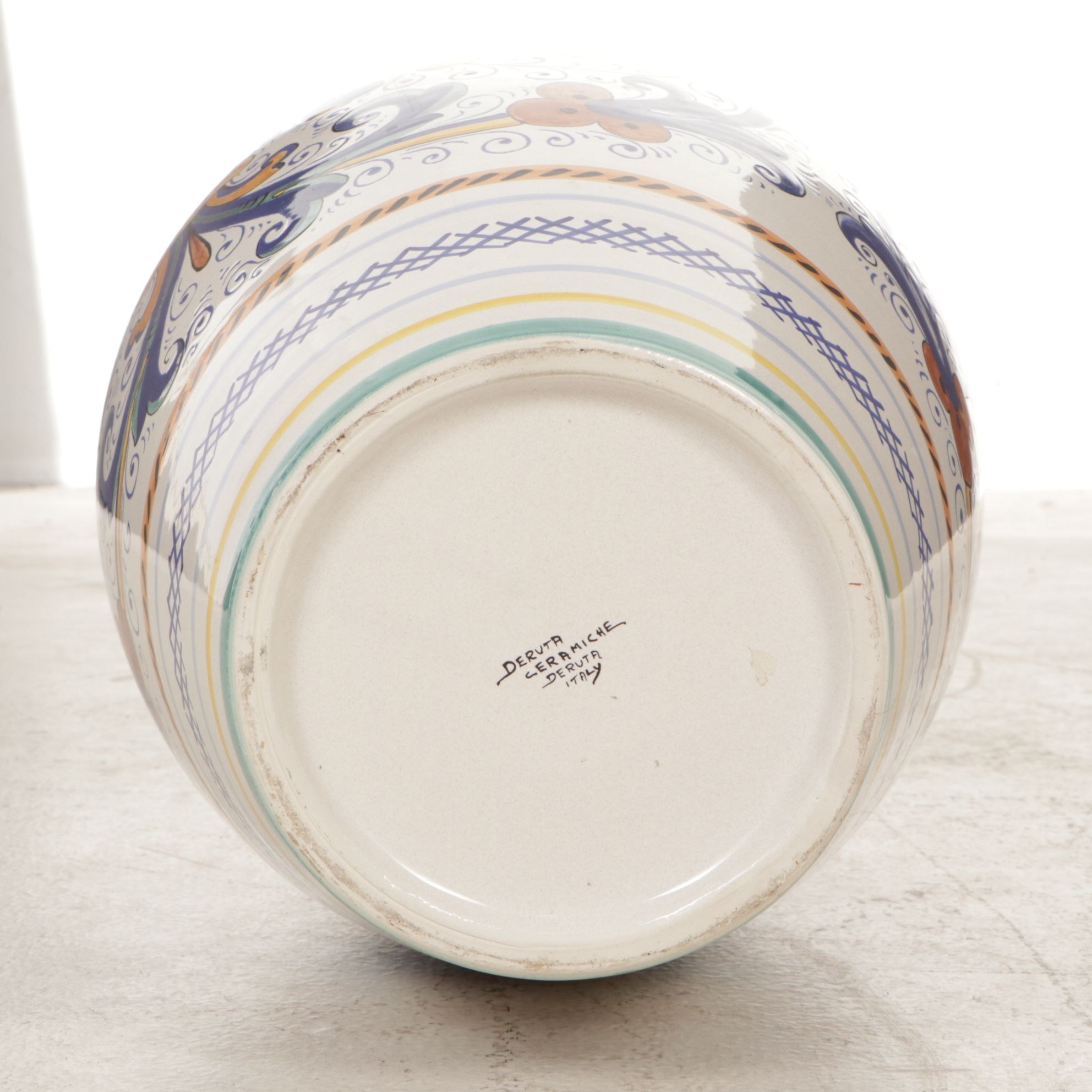 Italian Deruta "Ricco" Faience Umbrella Stand Floor Vase