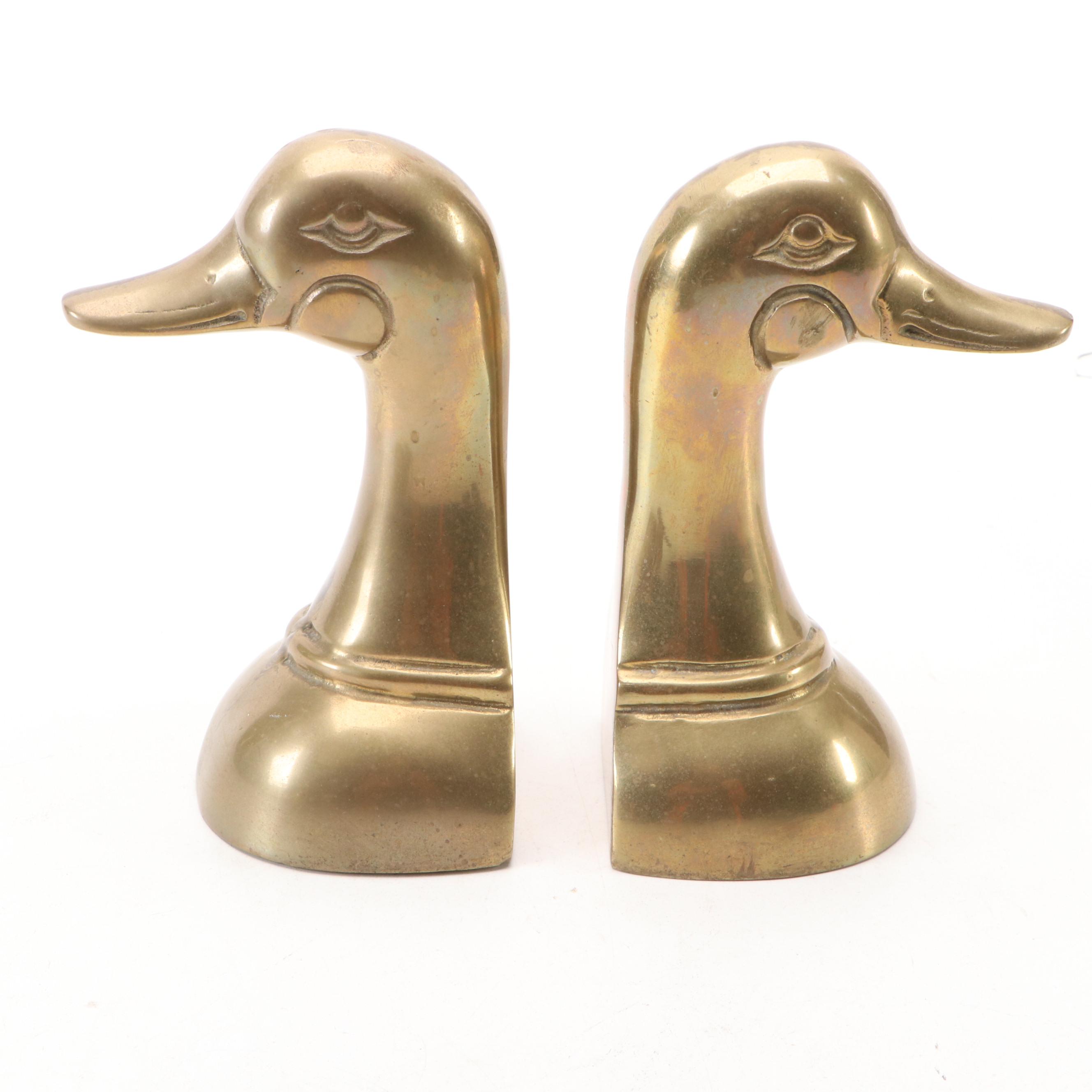 Handcrafted "Green Wing Teal" Duck Decoy with Brass Duck Office Accessories