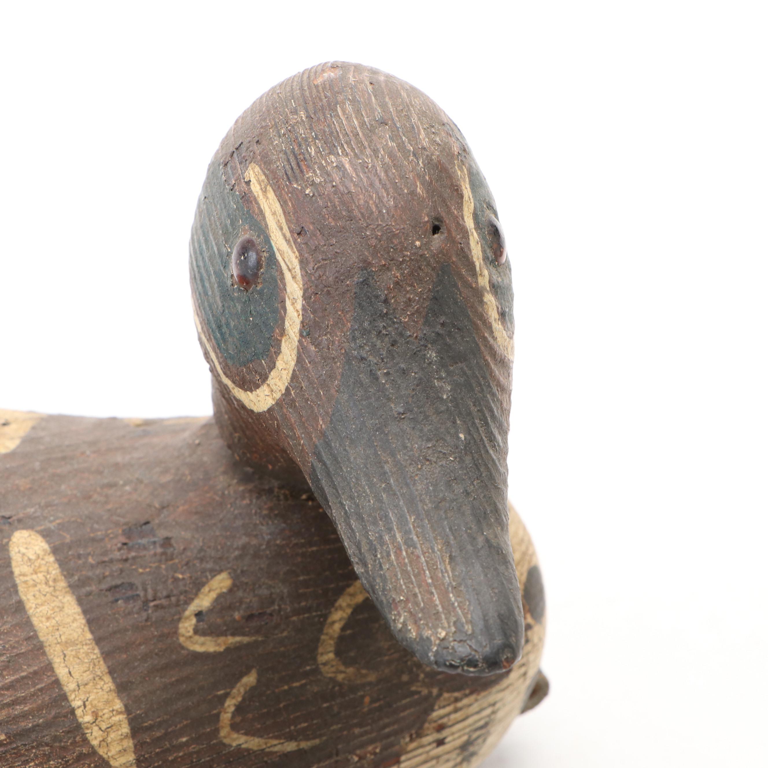 Handcrafted "Green Wing Teal" Duck Decoy with Brass Duck Office Accessories