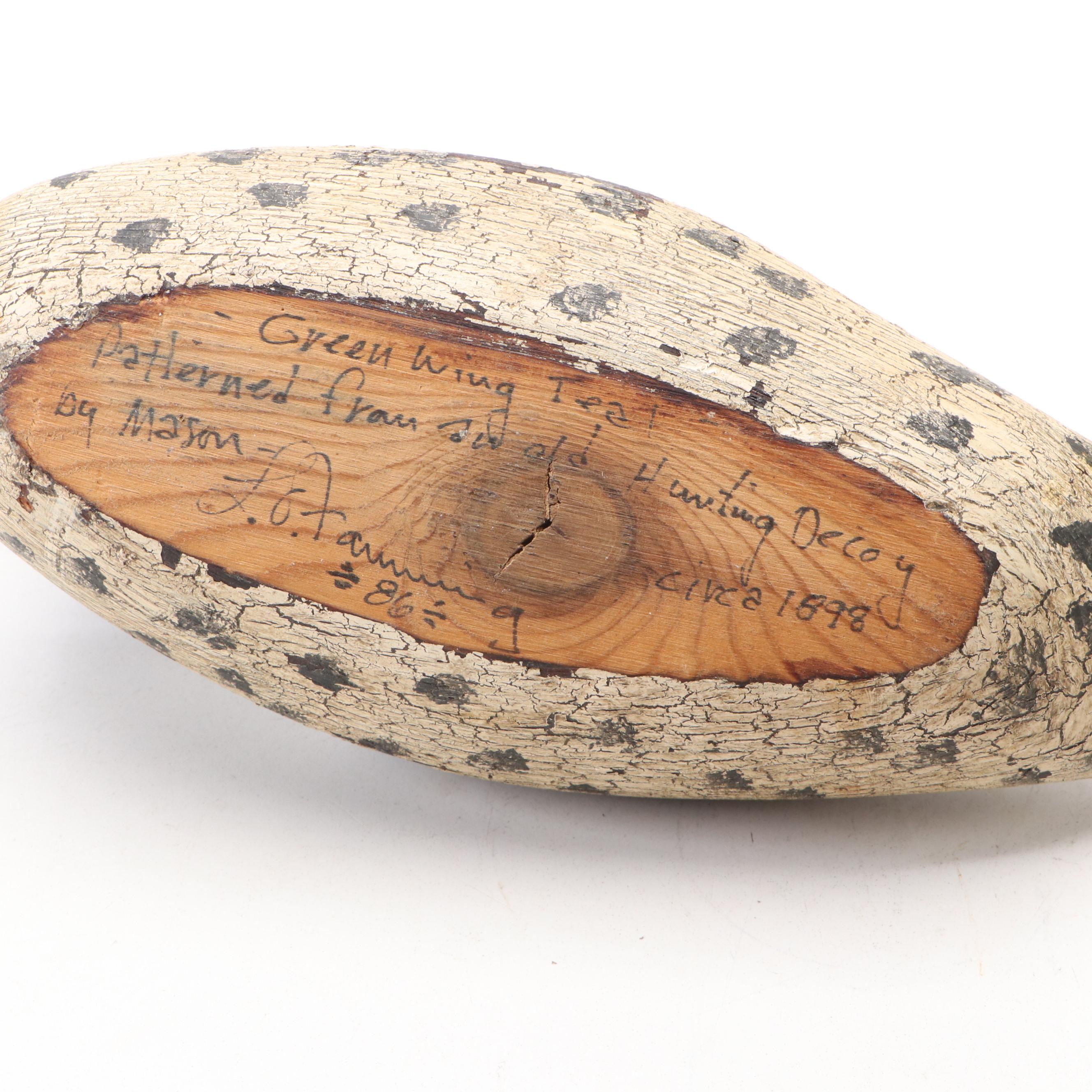 Handcrafted "Green Wing Teal" Duck Decoy with Brass Duck Office Accessories