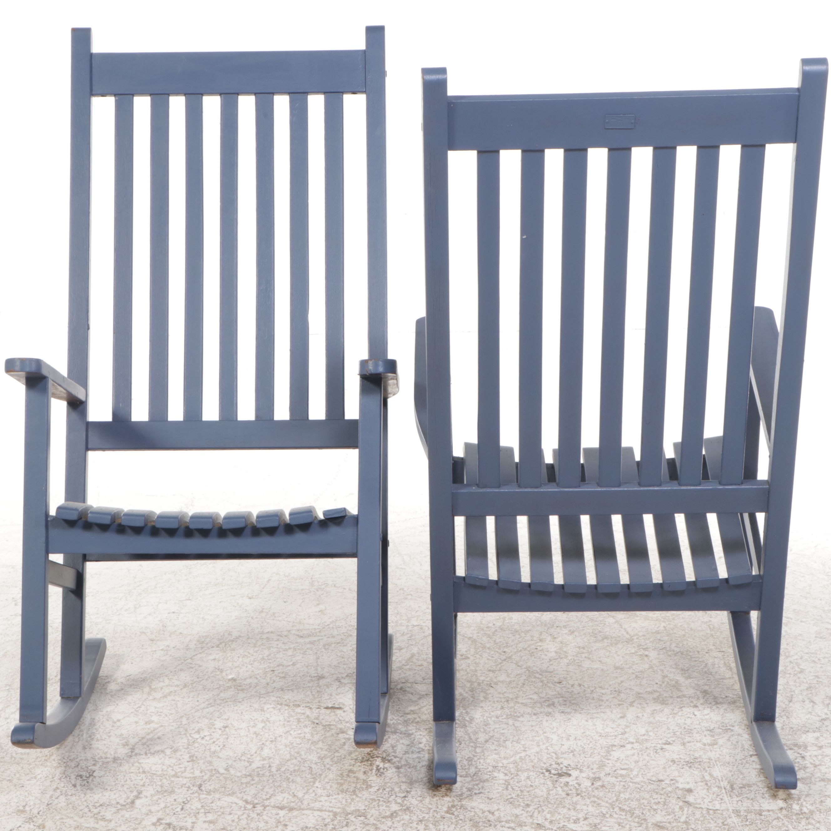 Pair of Ebel Blue-Painted Wood Rocking Chairs