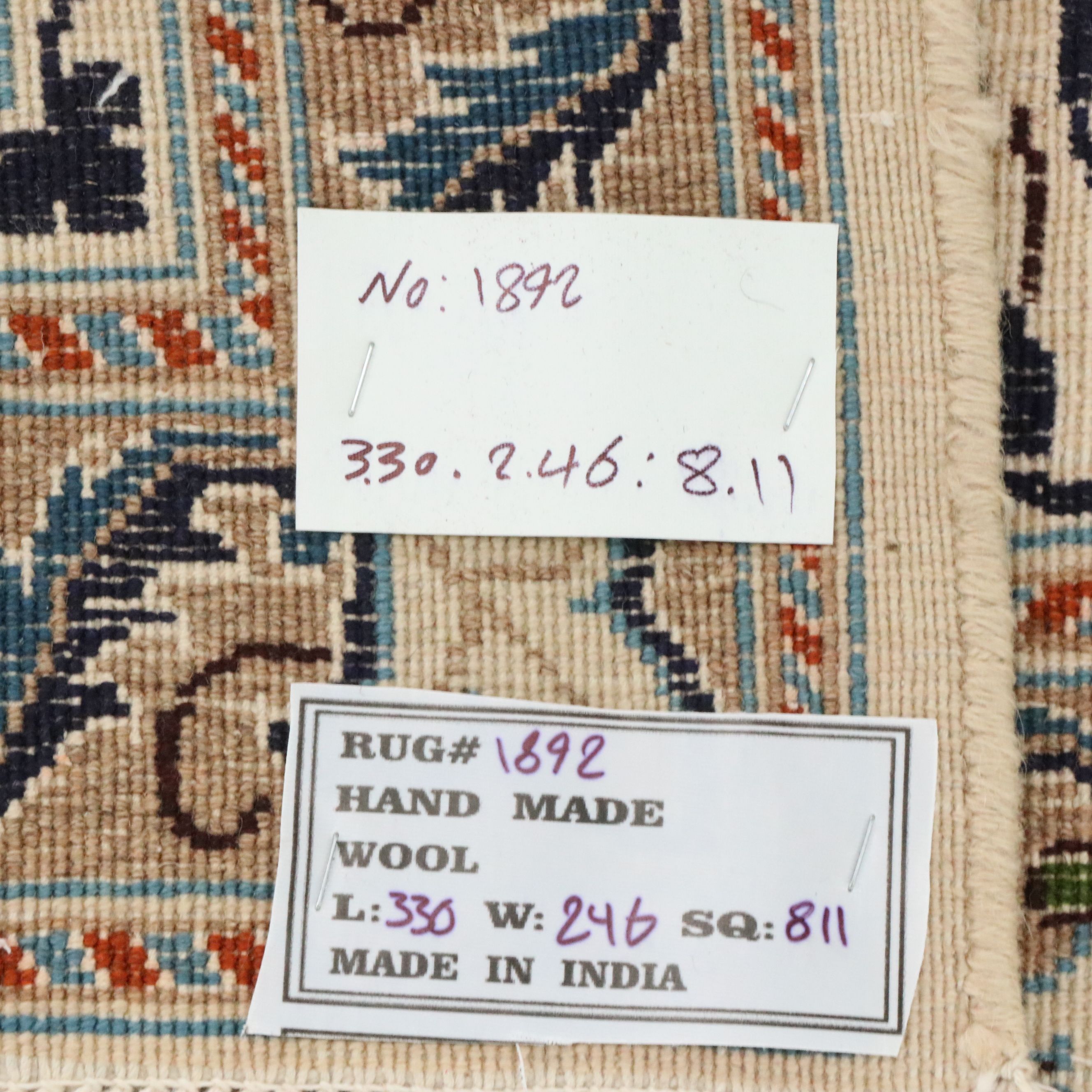 8' x 11' Hand-Knotted Indo-Persian Nain Area Rug