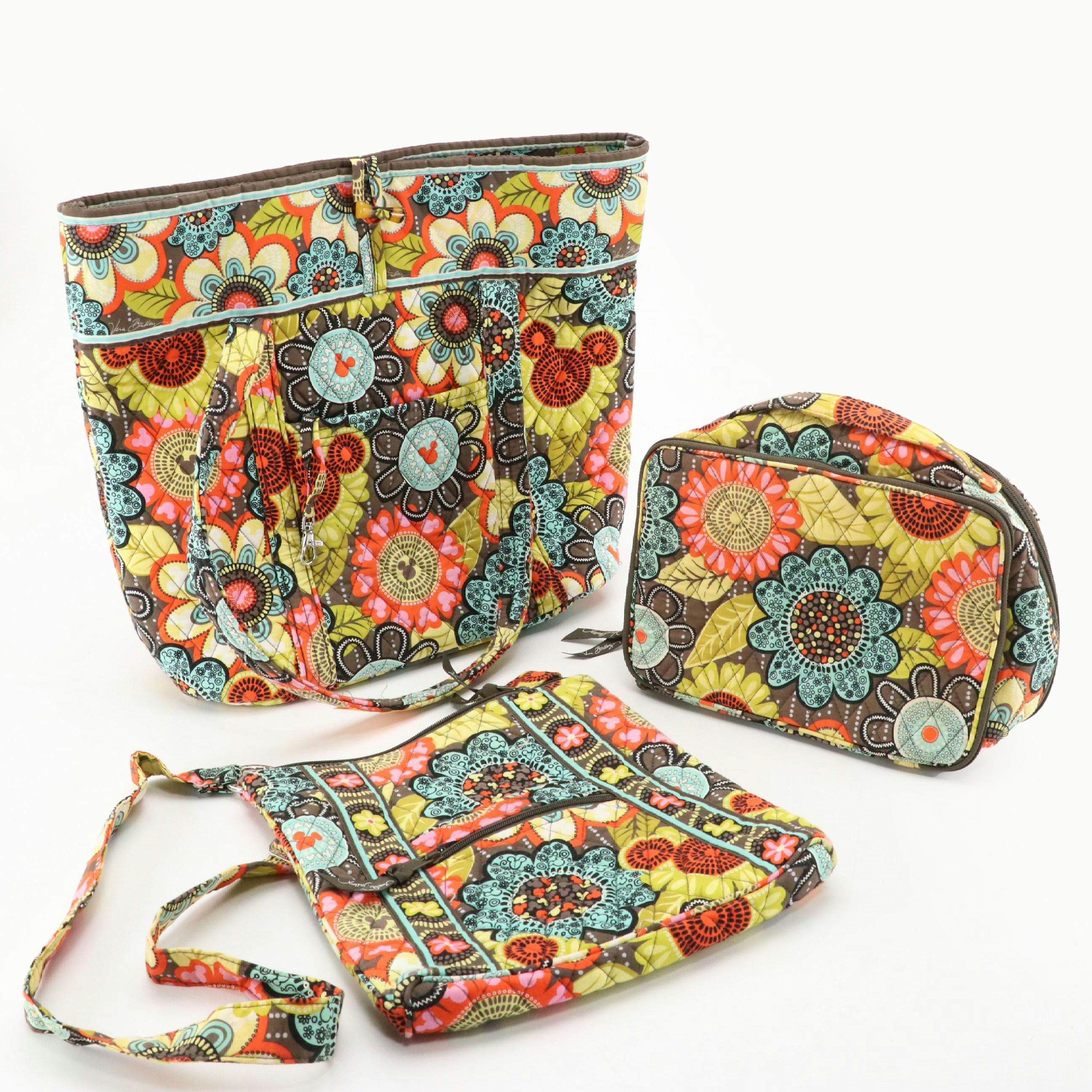 Vera Bradley x Disney Parks "Flower Shower" Travel Tote, Crossbody & Vanity Bag