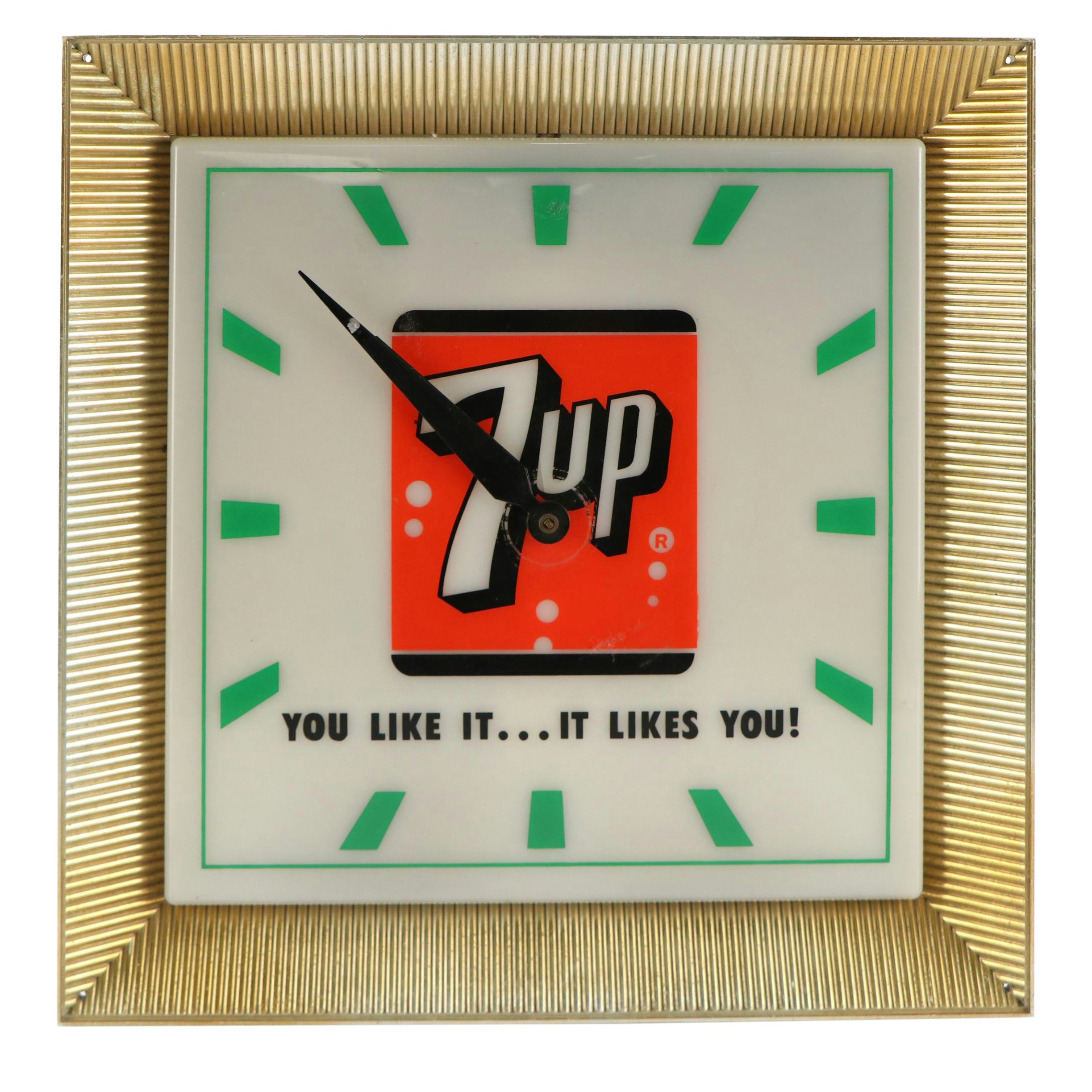 7UP "You Like It...It Likes You!" Advertisement Wall Clock, 1960s