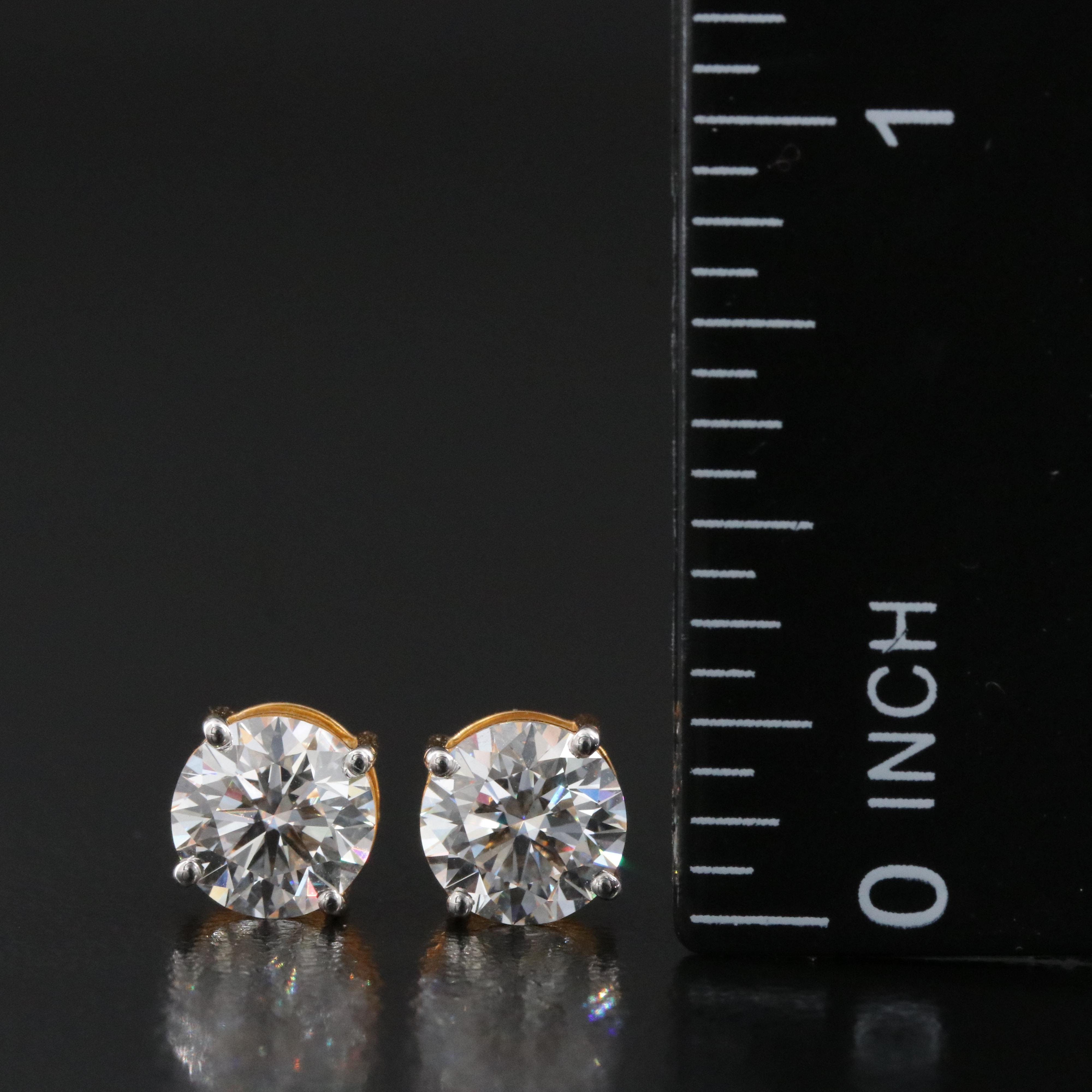14K 2.19 CTW Lab Grown Diamond Stud Earrings with IGI Reports