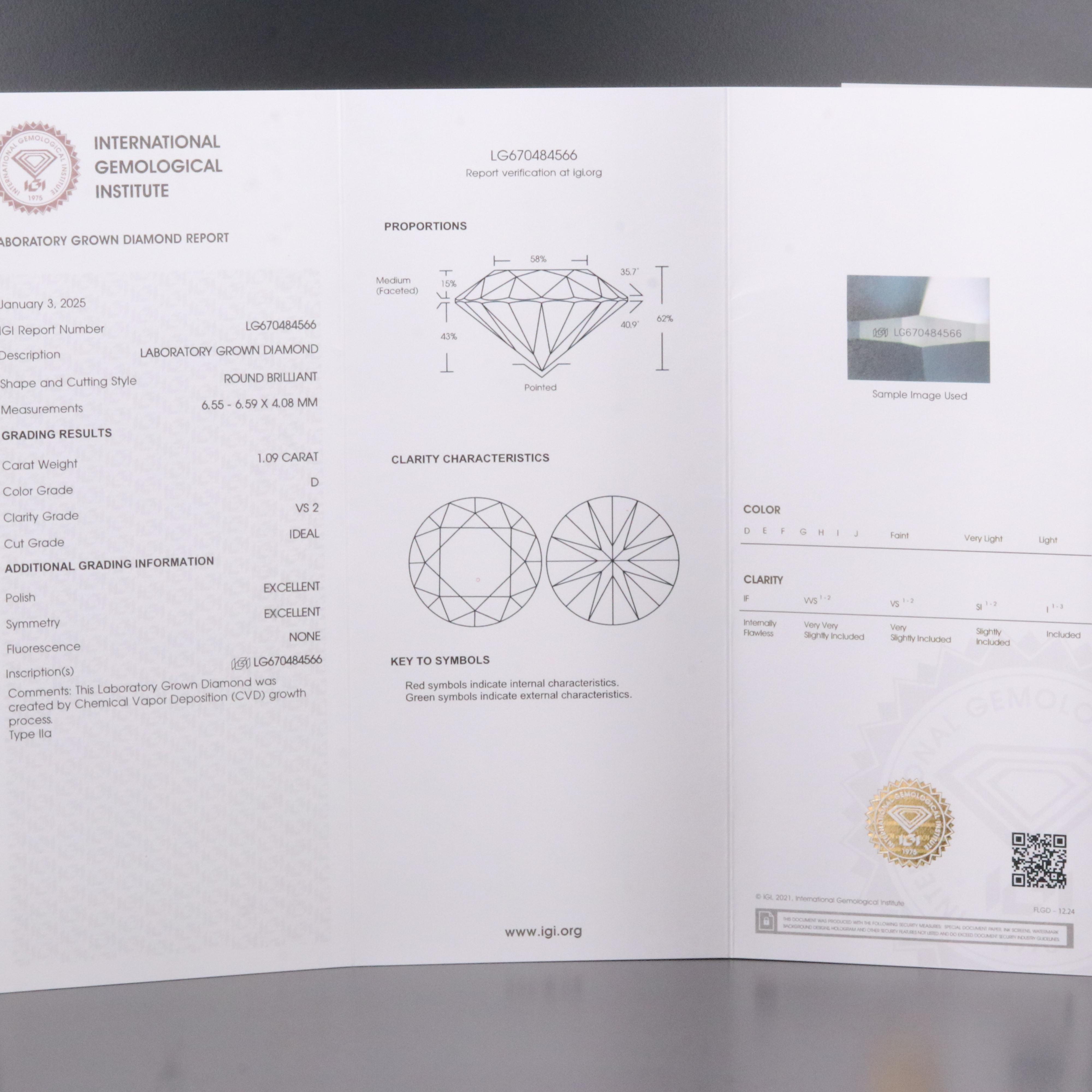 14K 2.19 CTW Lab Grown Diamond Stud Earrings with IGI Reports