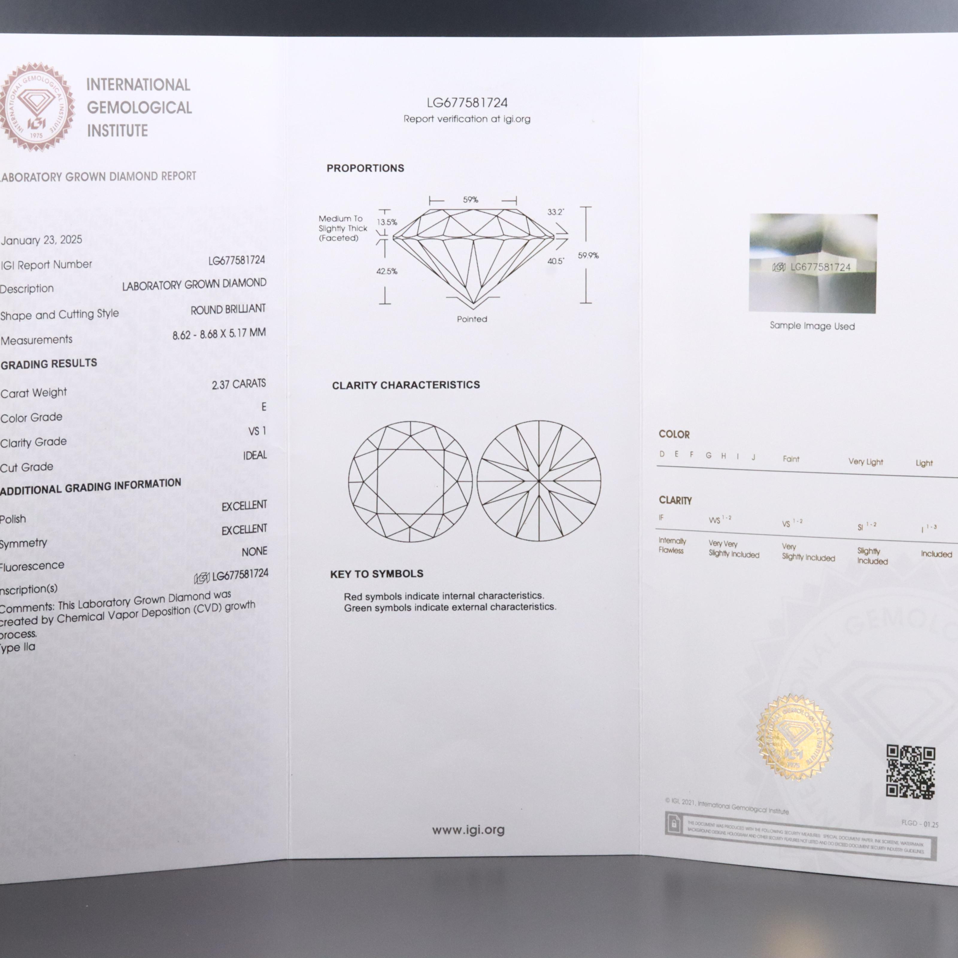 Platinum 4.74 CTW Lab Grown Diamond Stud Earrings with IGI Reports