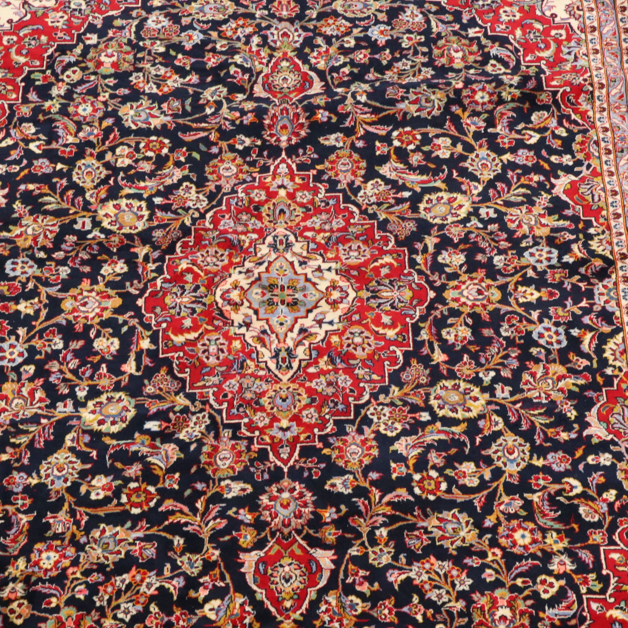 7'8 x 12' Hand-Knotted Persian Kashan Area Rug