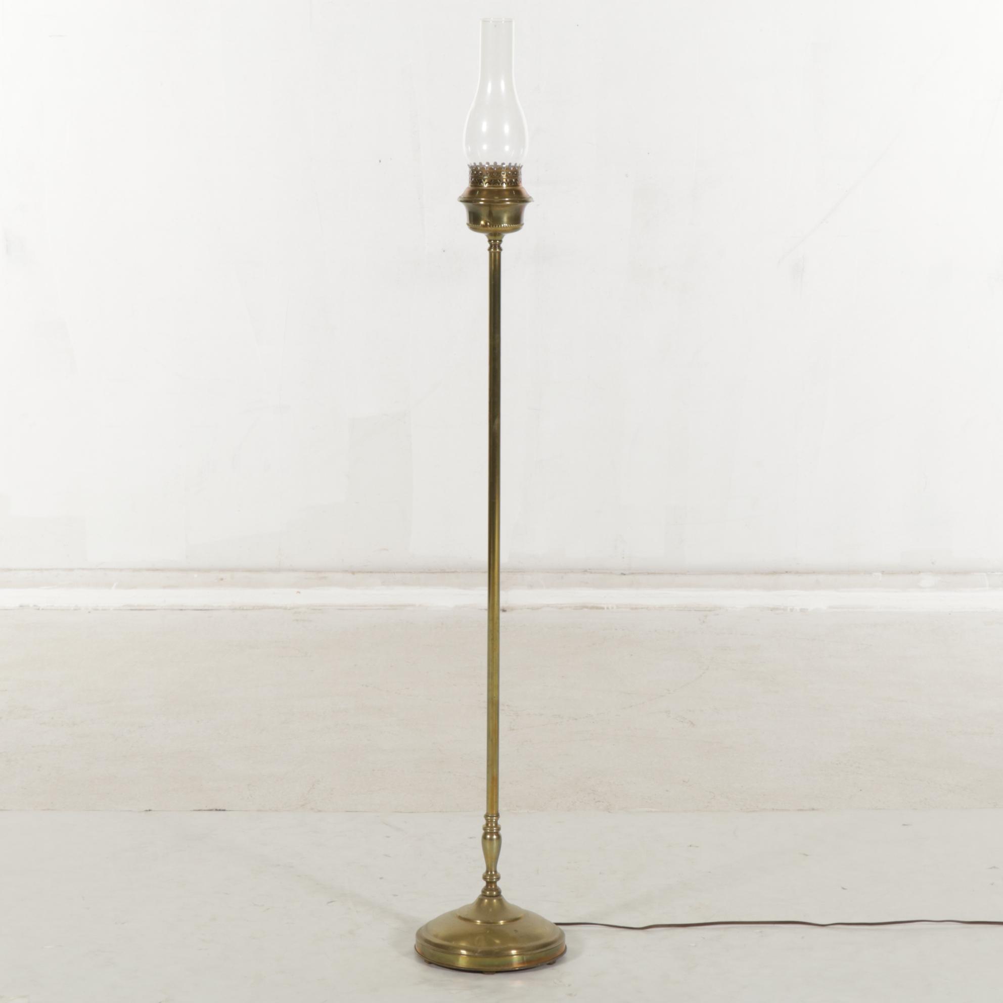 Oil Lamp Style Floor Lamp with Hurricane Globe