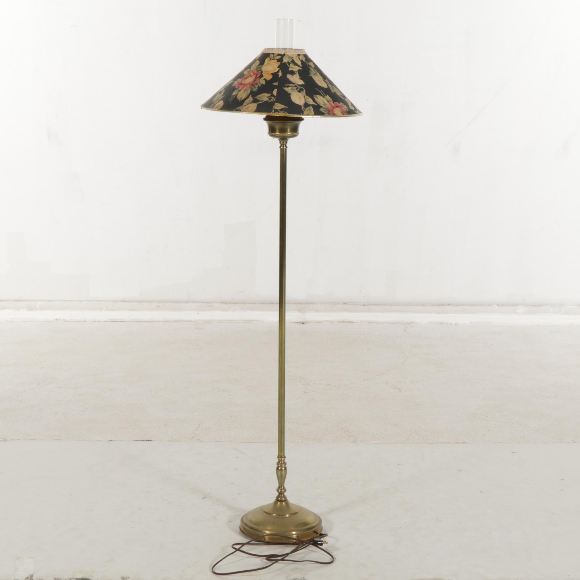 Oil Lamp Style Floor Lamp with Hurricane Globe