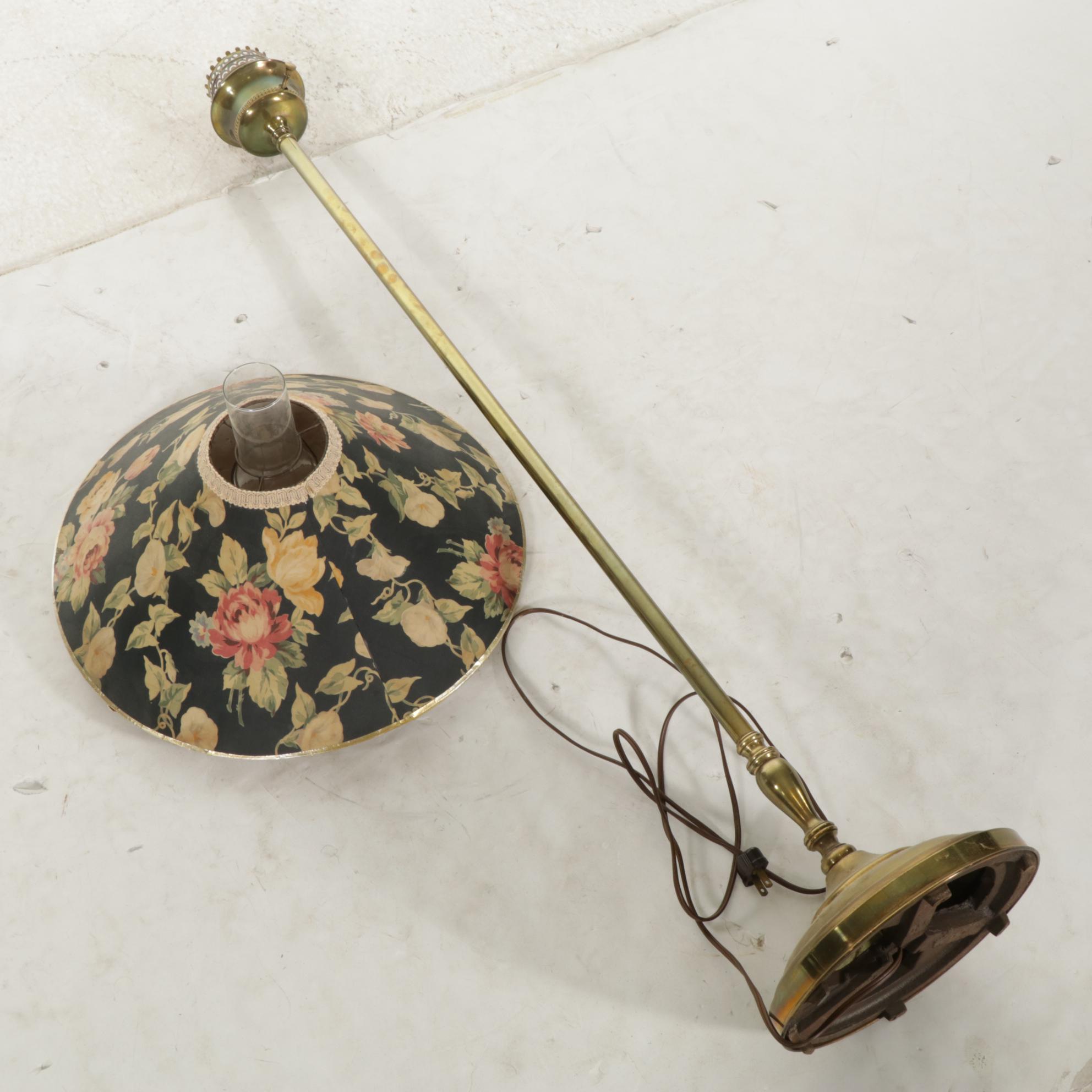 Oil Lamp Style Floor Lamp with Hurricane Globe