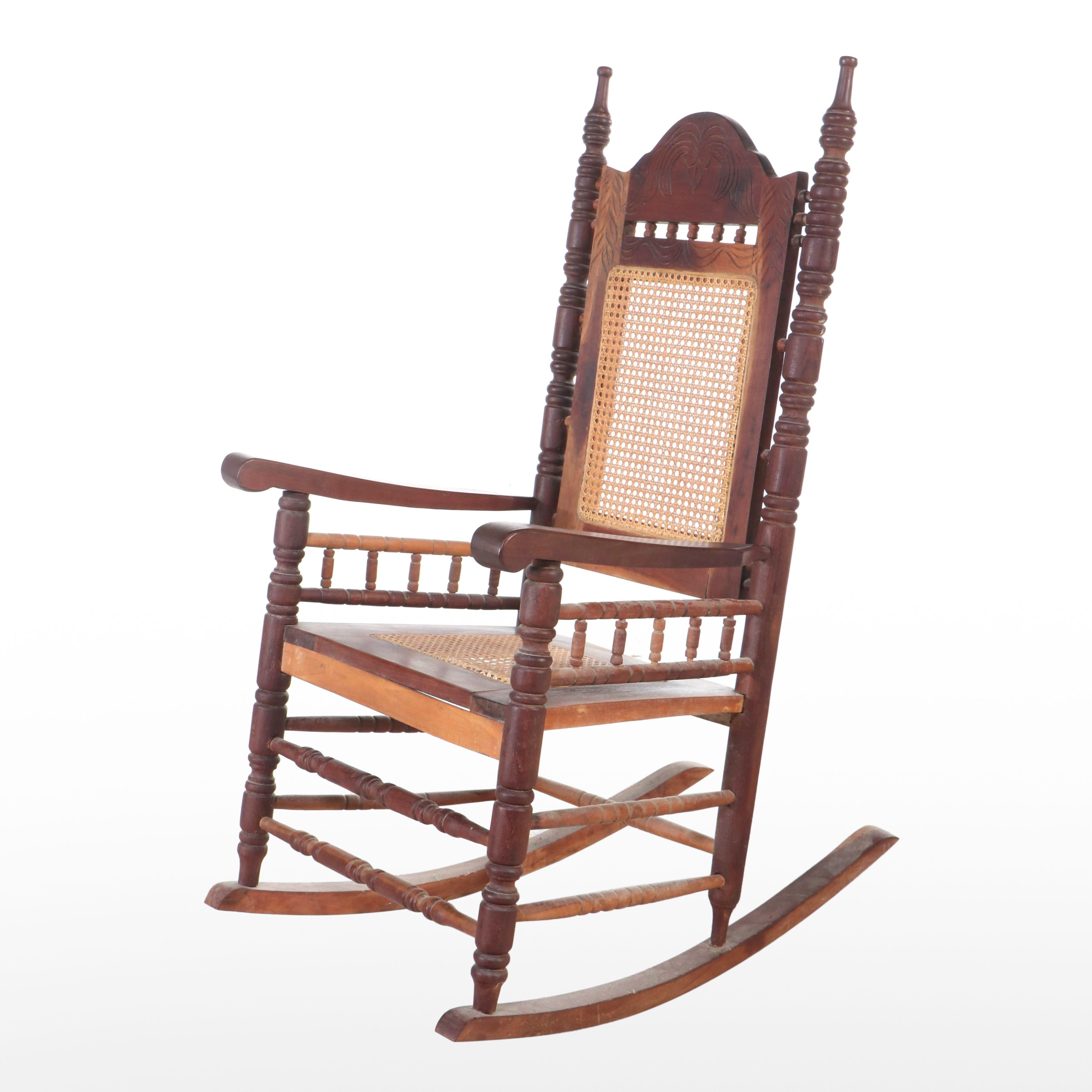 Carved Rocking Chair with Cane Backing