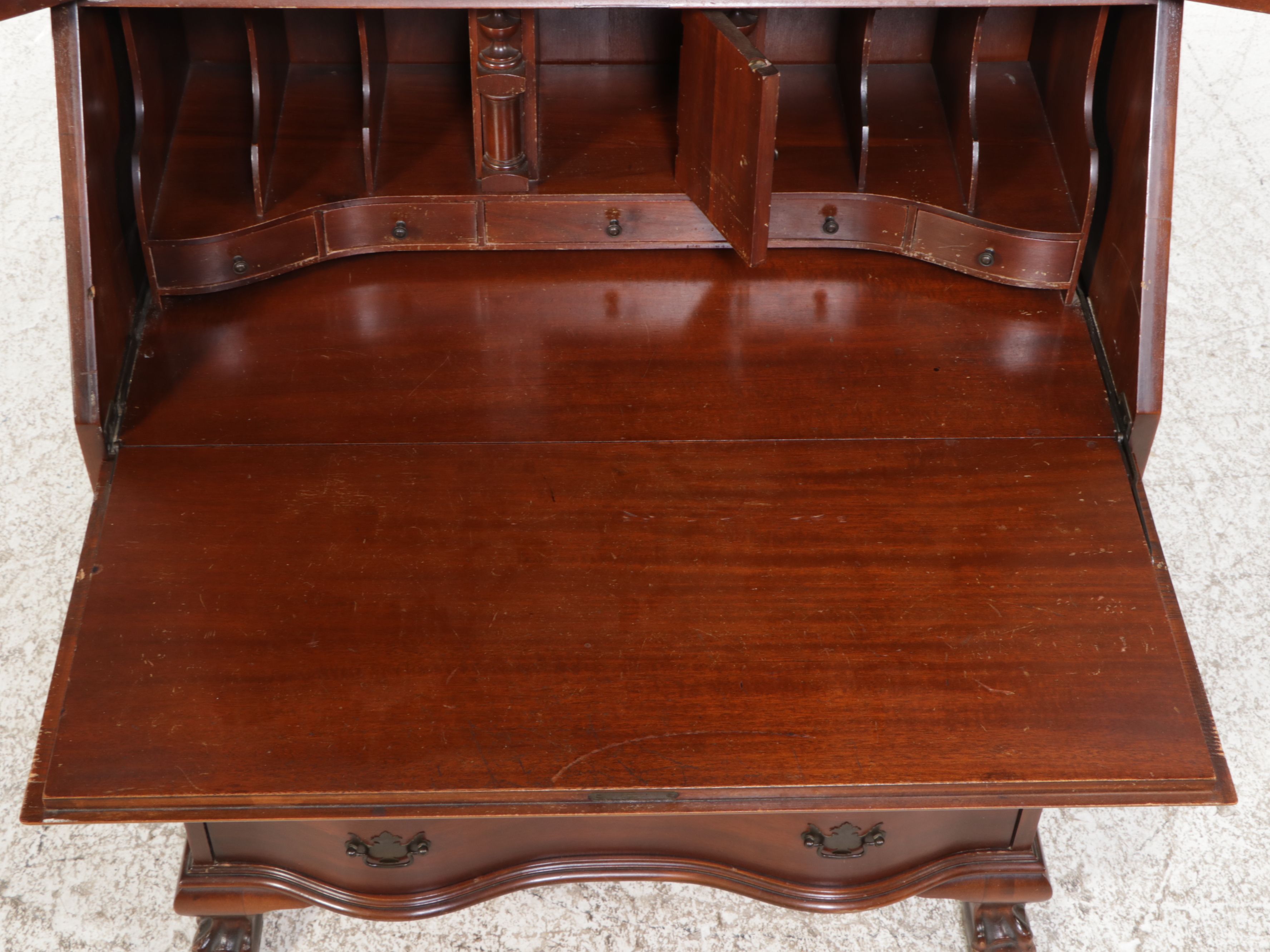 Chippendale Style Mahogany Secretary Desk with Hutch