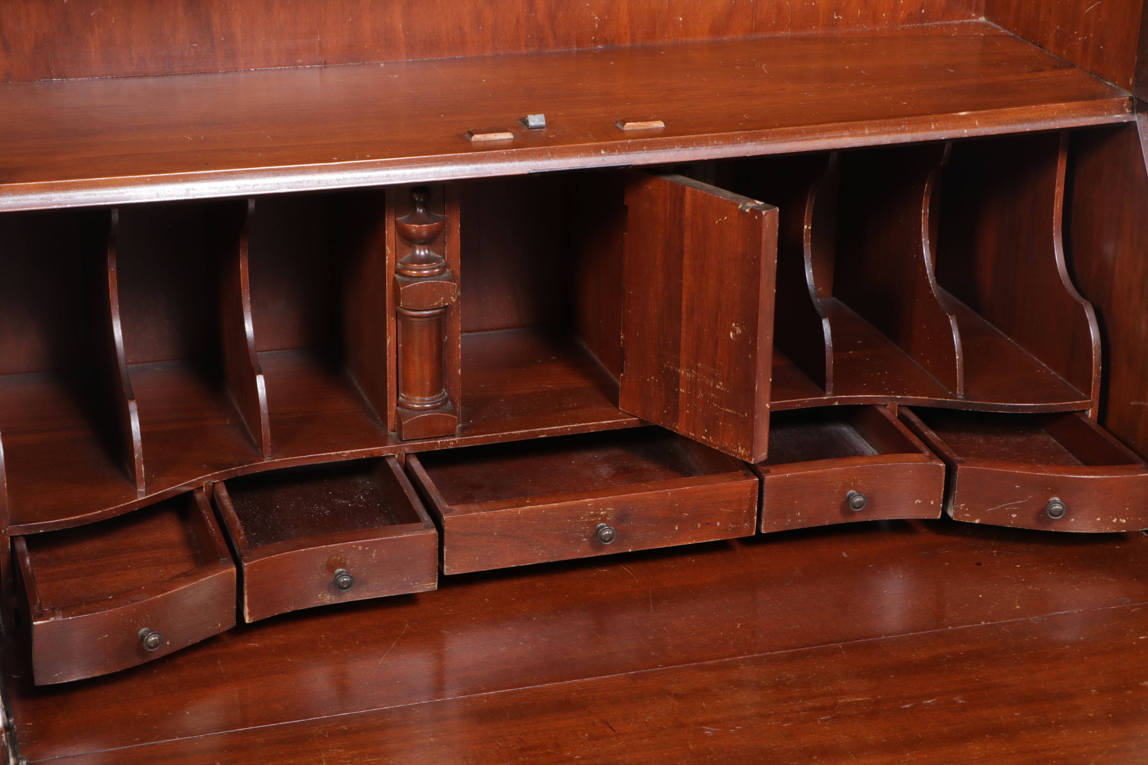 Chippendale Style Mahogany Secretary Desk with Hutch