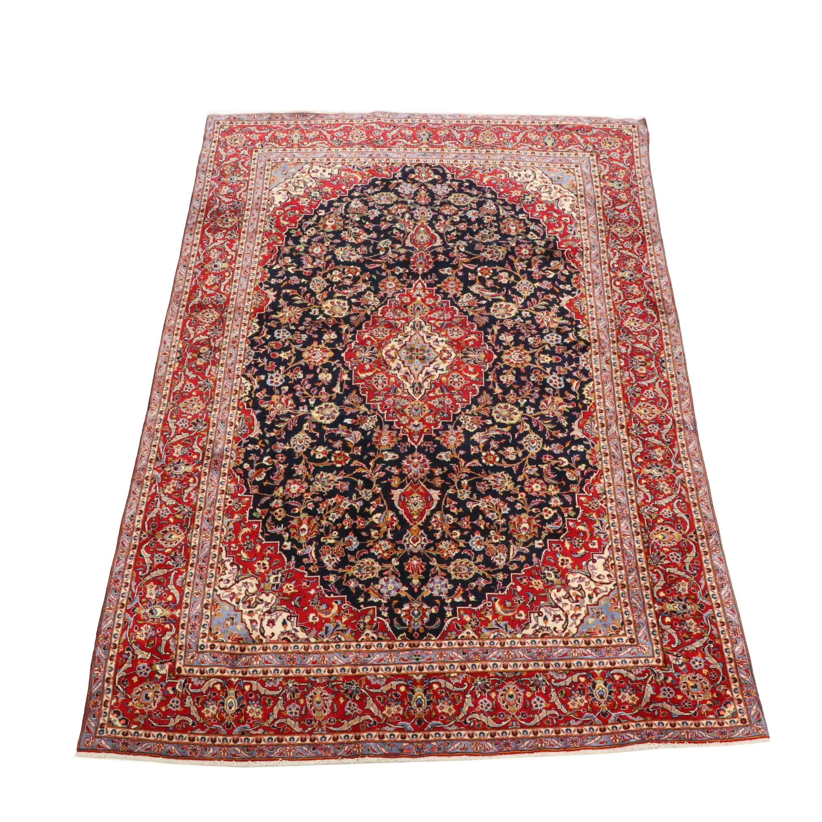 7'8 x 12' Hand-Knotted Persian Kashan Area Rug