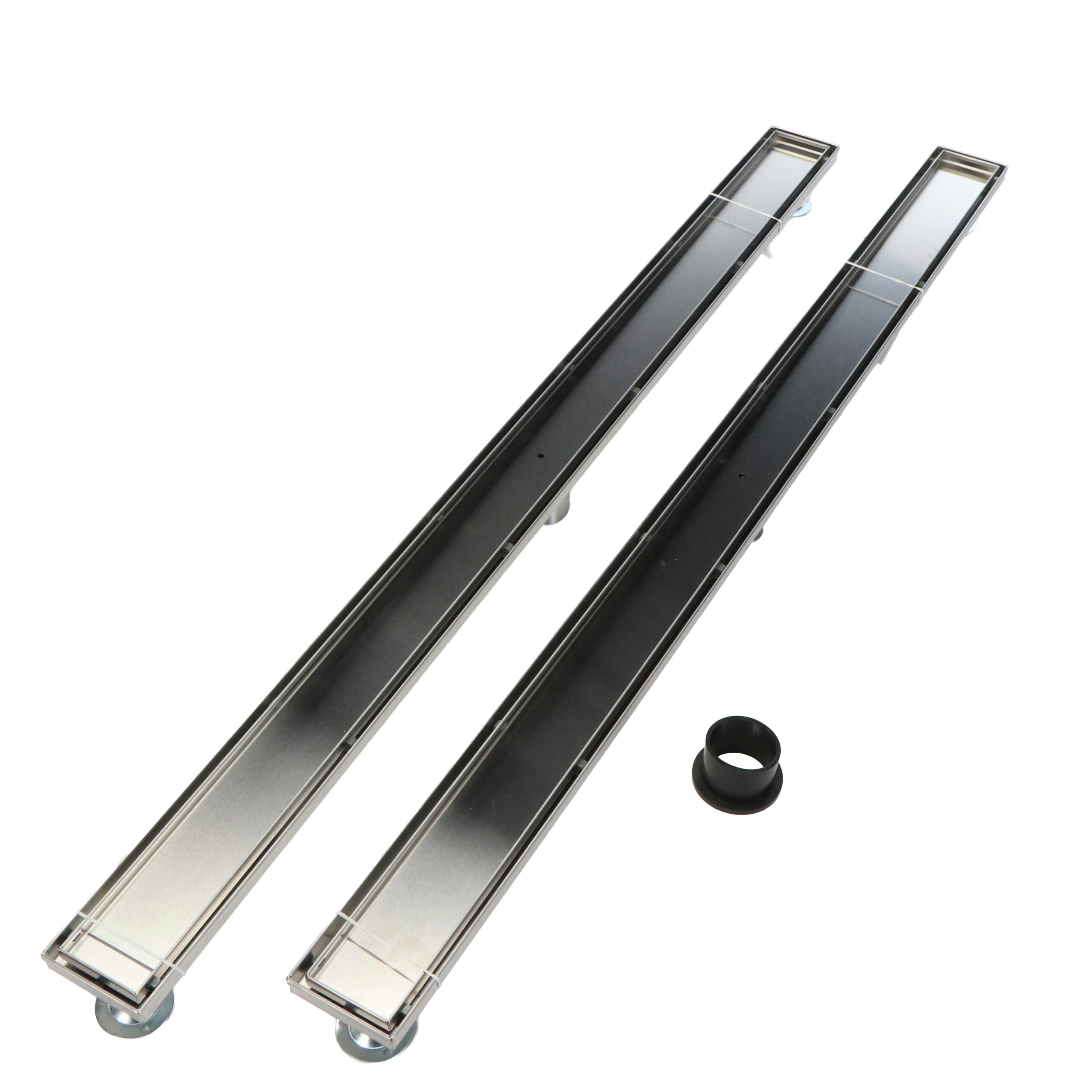48" Outdoor Linear Shower Drain in Brushed Stainless Steel, Pair