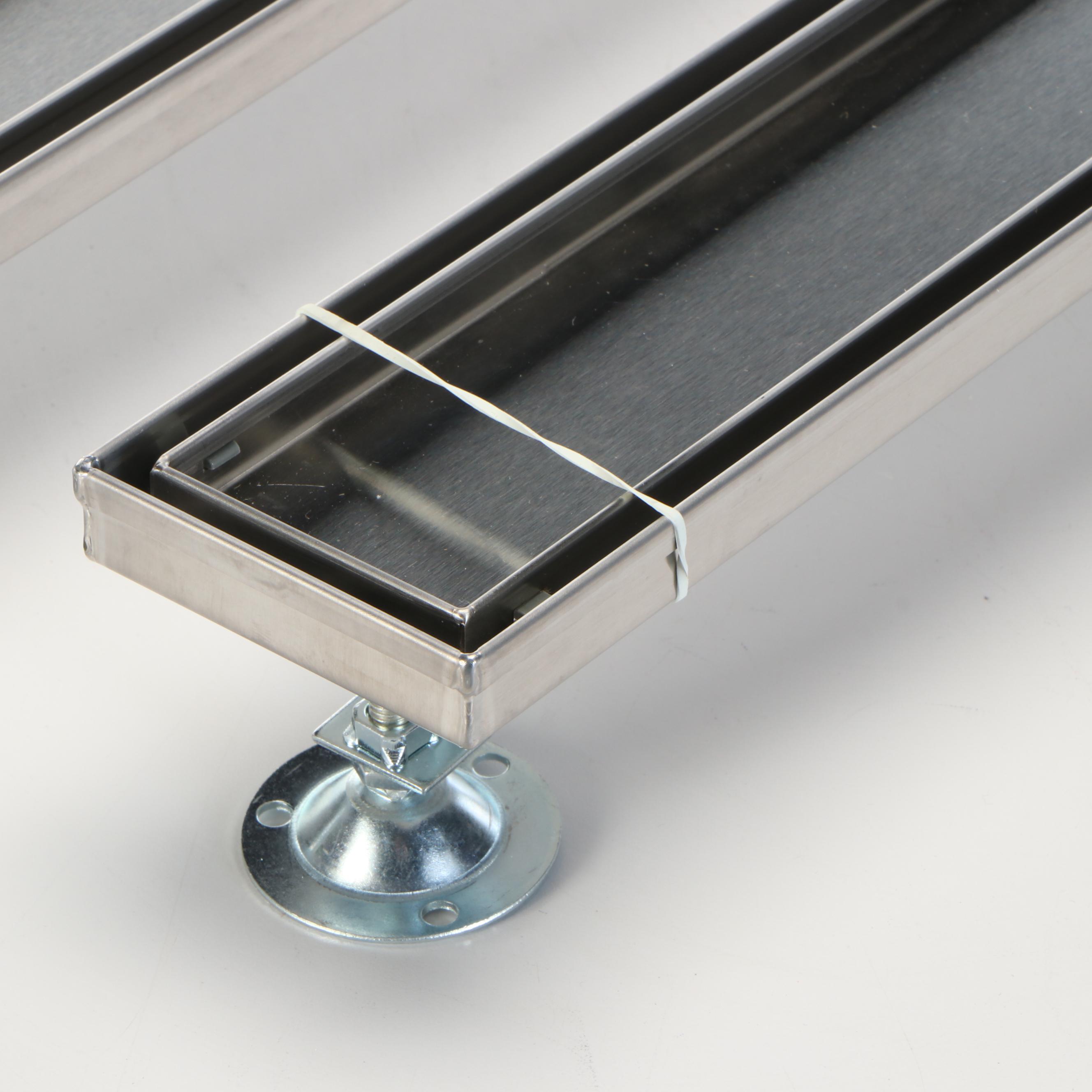 48" Outdoor Linear Shower Drain in Brushed Stainless Steel, Pair