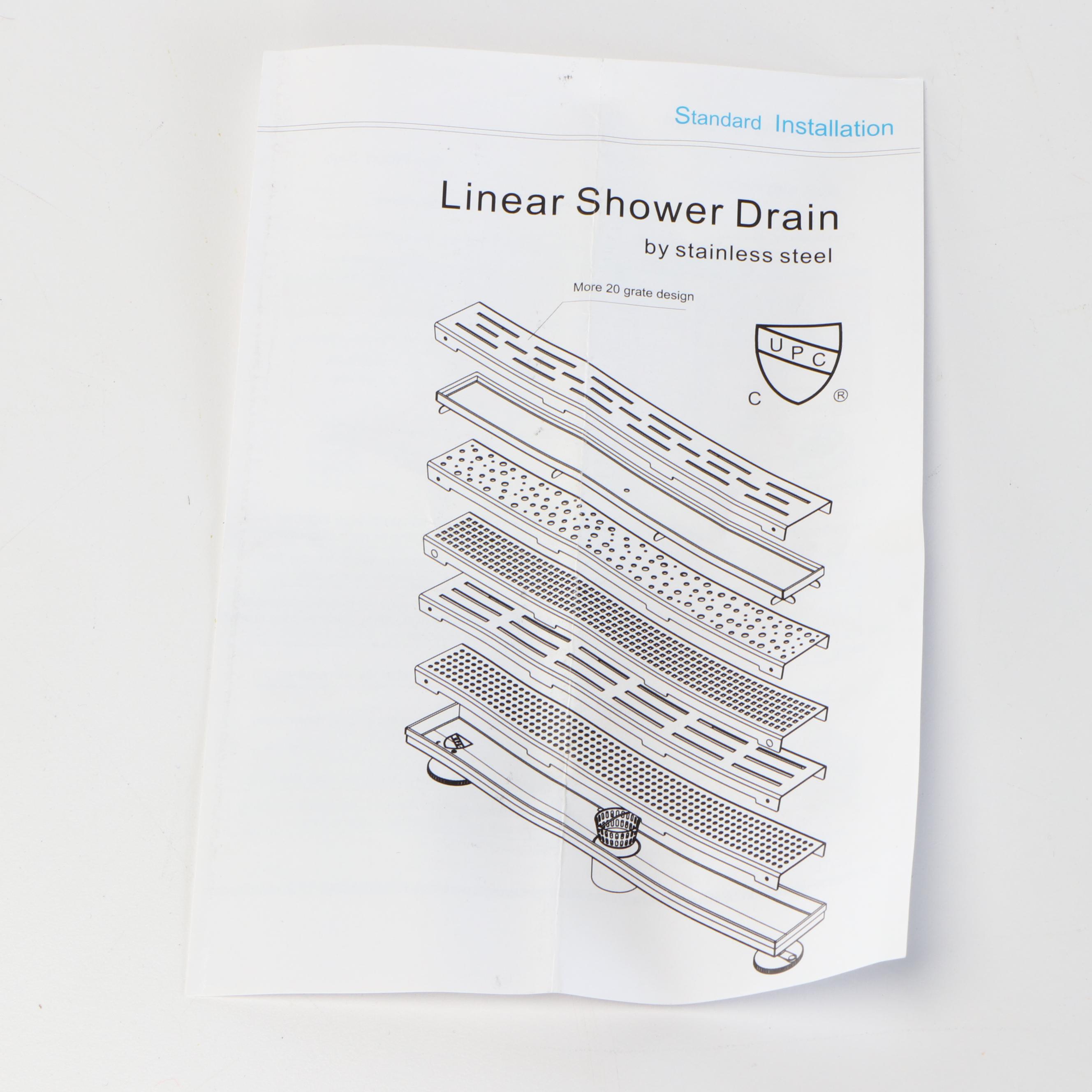 48" Outdoor Linear Shower Drain in Brushed Stainless Steel, Pair