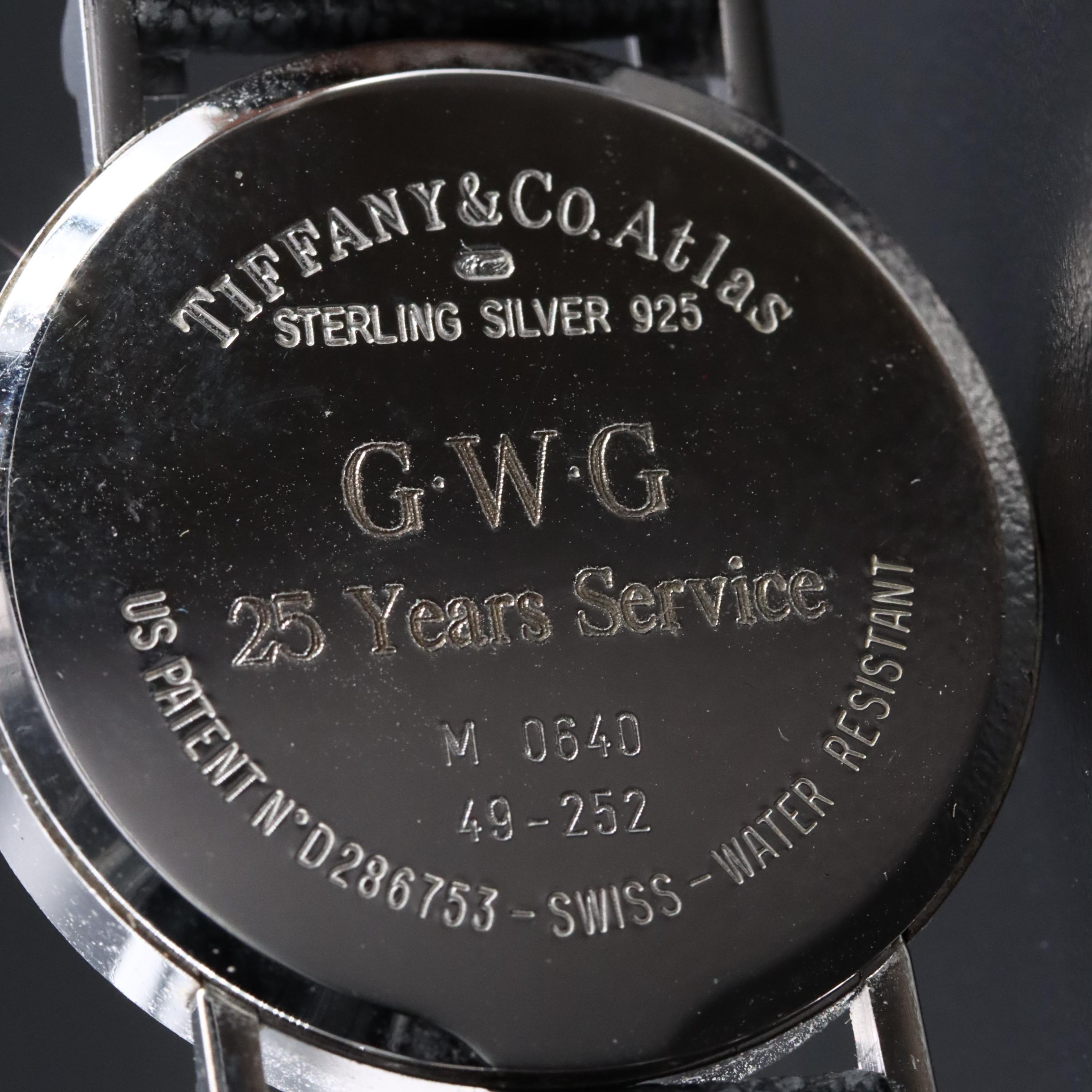 Tiffany & Co Atlas Sterling Silver 25 Year Service Award 31mm Quartz Watch M0640