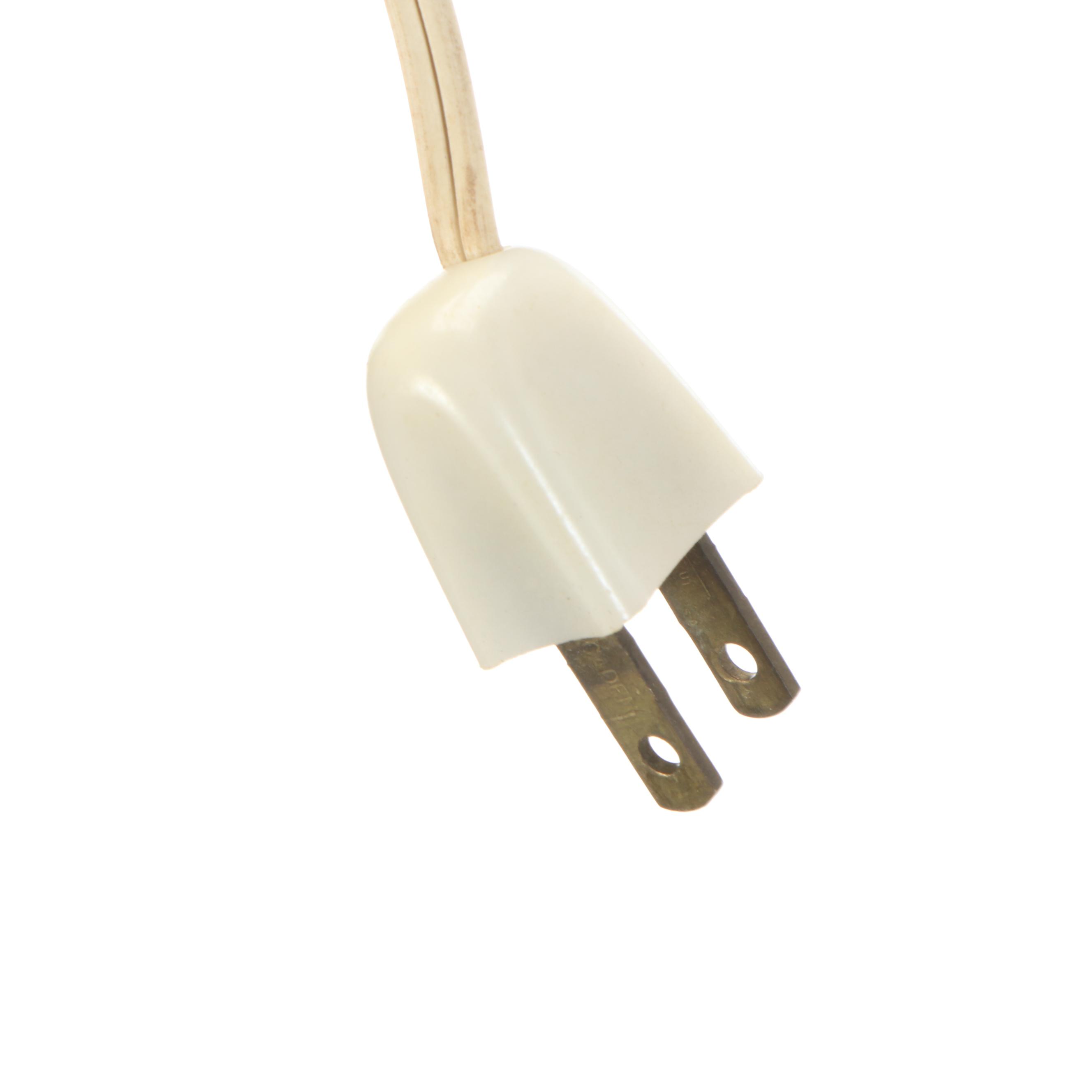 Gilt Metal & Enameled Rose Candlestick Lamp with Bead Embroidered Shade