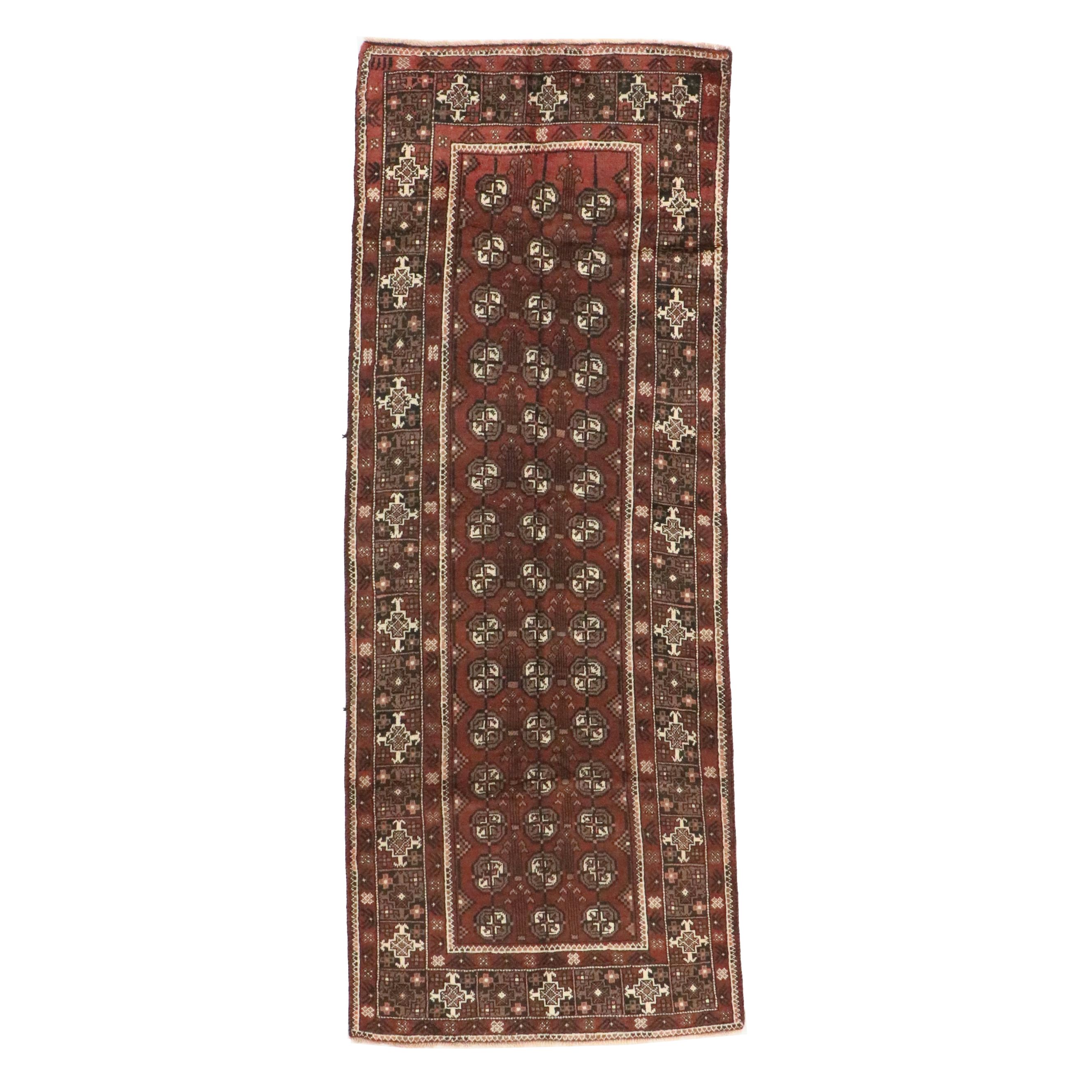 3'9 x 9'11 Hand-Knotted Afghan Turkmen Long Rug