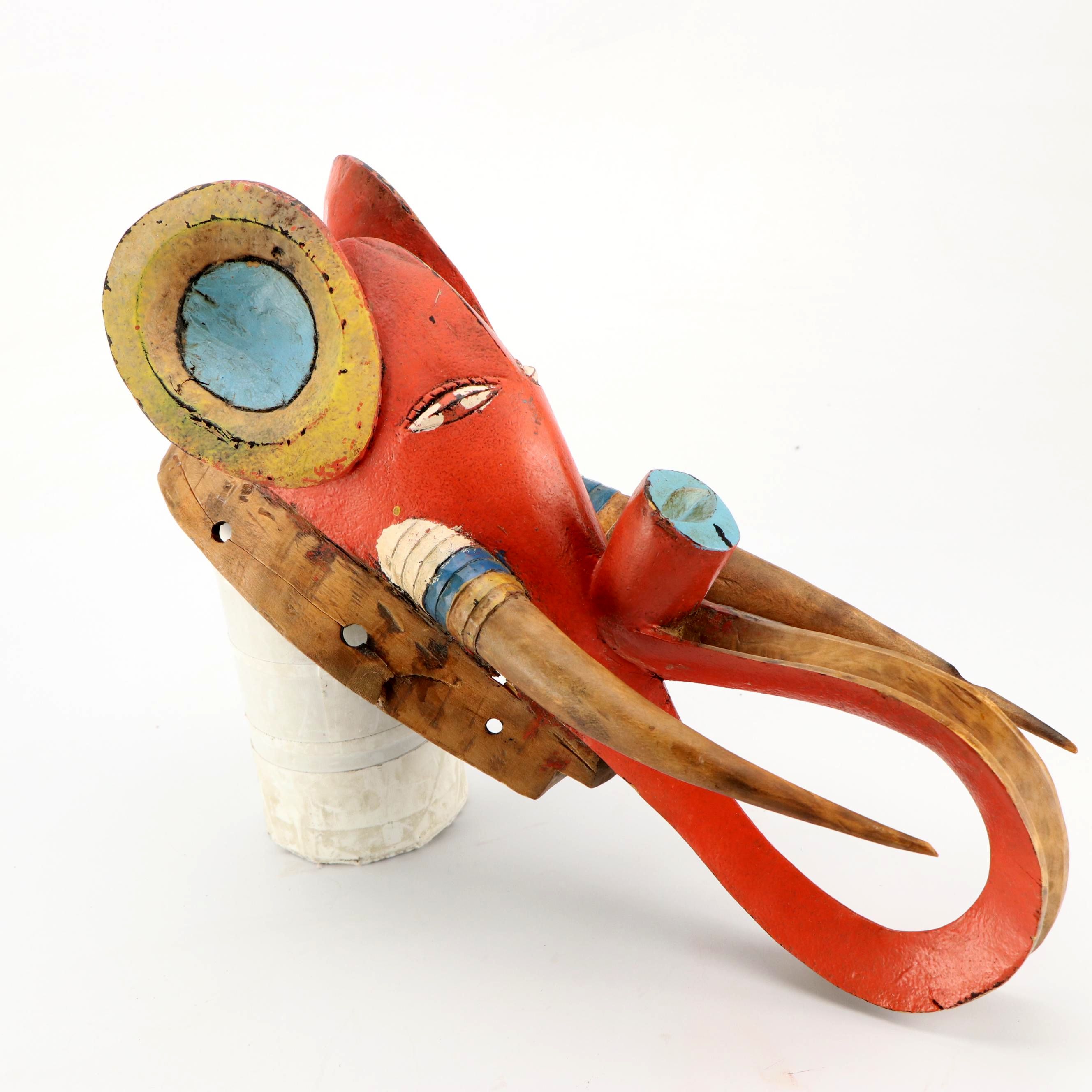 Ivory Coast Guro Peoples Passport Polychrome Wood Helmet Mask