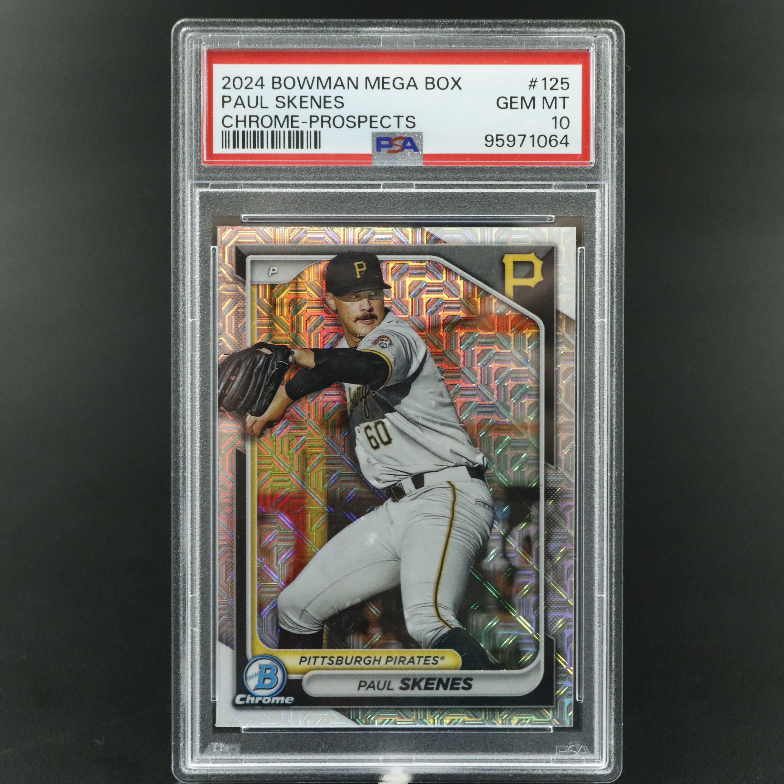 2024 Bowman Chrome Paul Skenes Mega Box Refractor Prospect Card Graded PSA 10