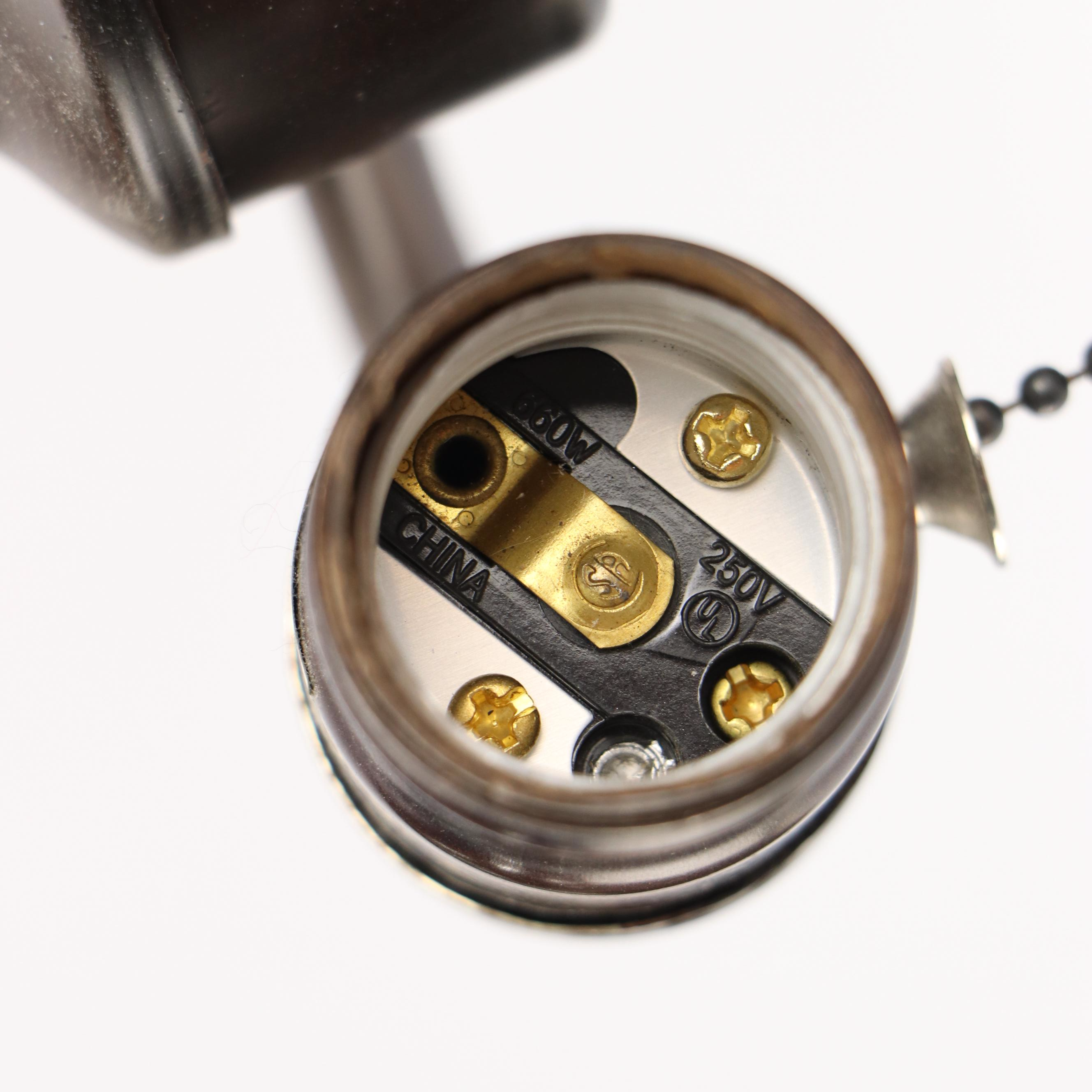 Bronzed Metal and Spotted Amber Glass Dragonfly Lamp, Van Erp Style Mica Shade