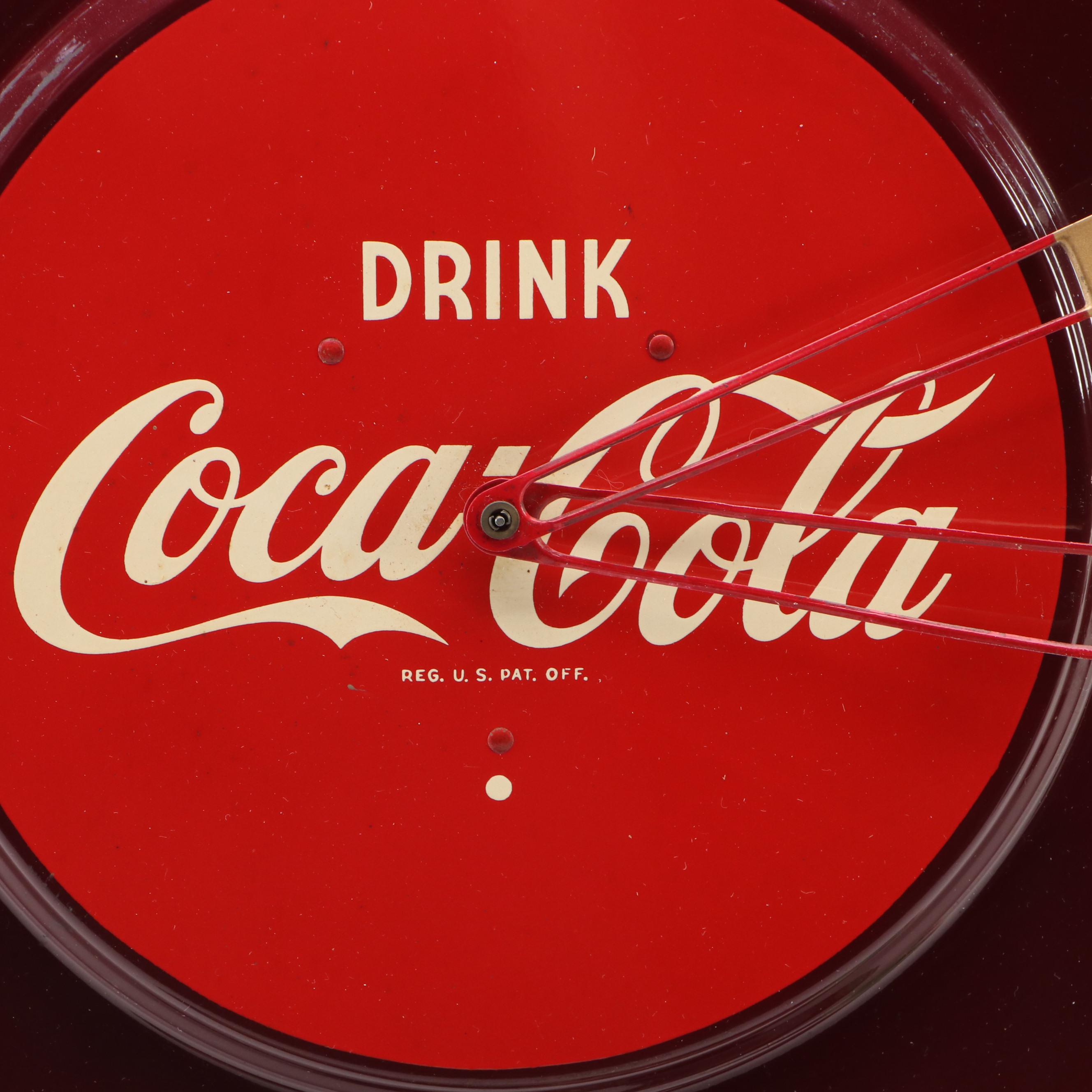 Coca-Cola Wall Clock and Novelty Bottle Thermometer
