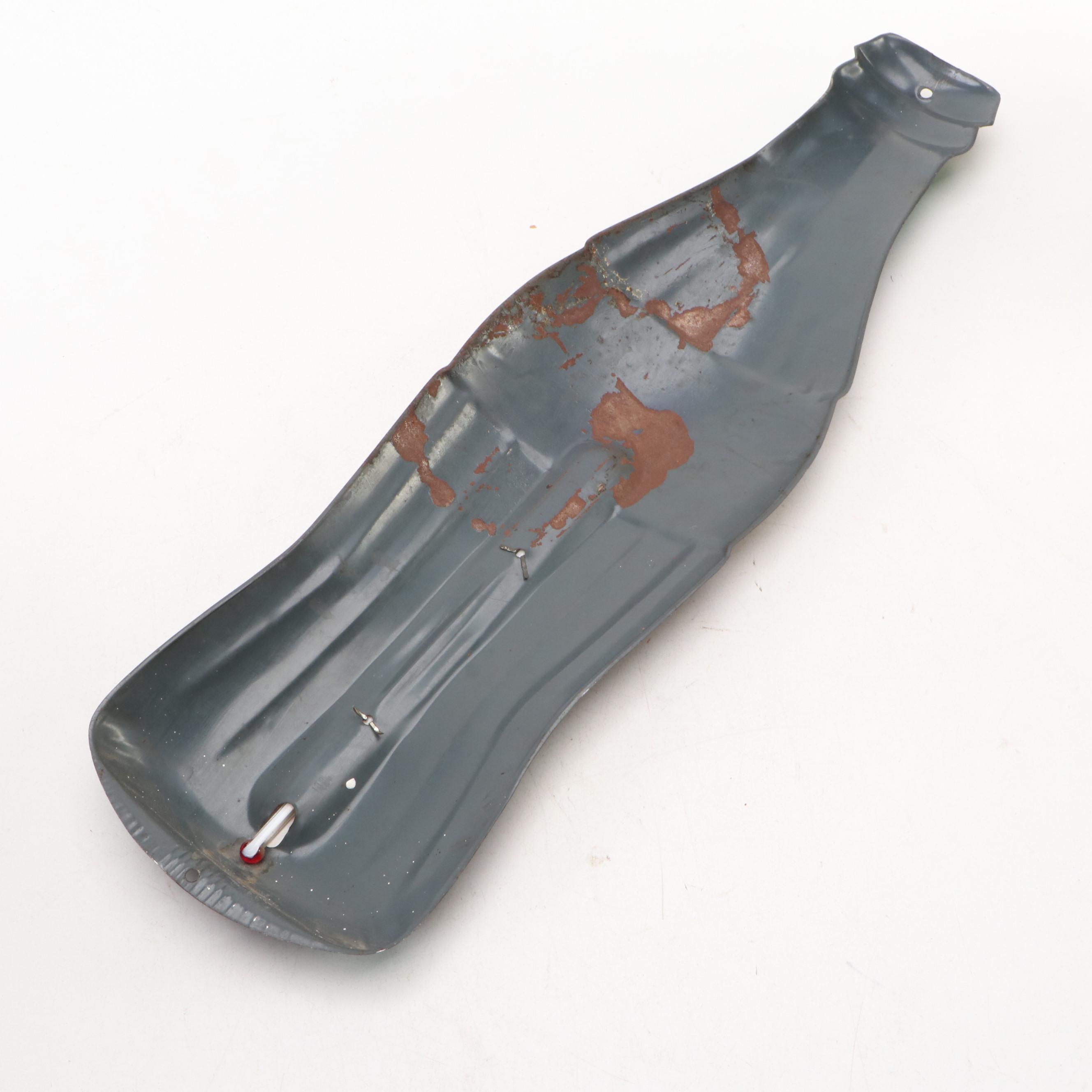 Coca-Cola Wall Clock and Novelty Bottle Thermometer