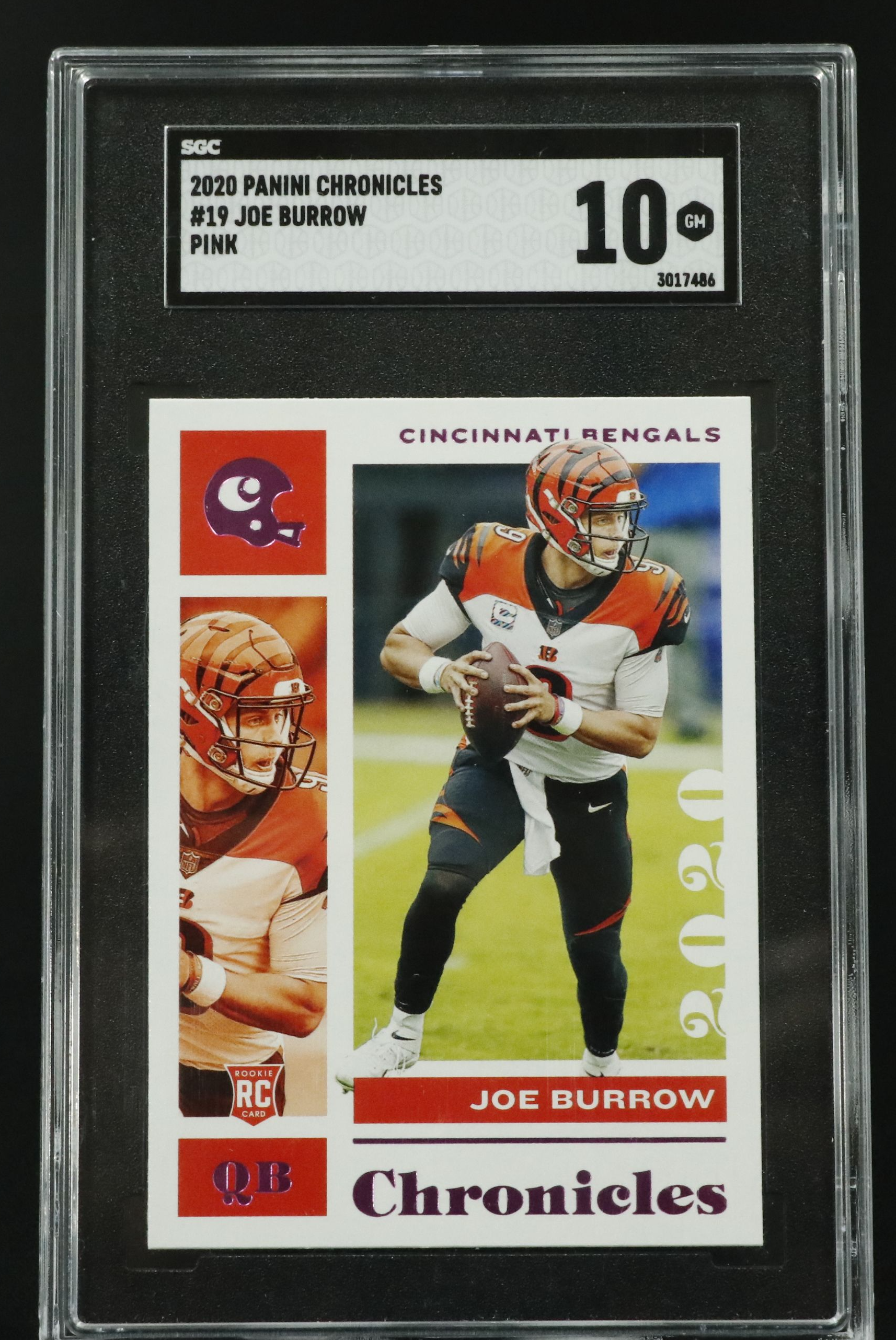 2020 Panini Chronicles Joe Burrow Pink Rookie Football Card Graded SGC 10
