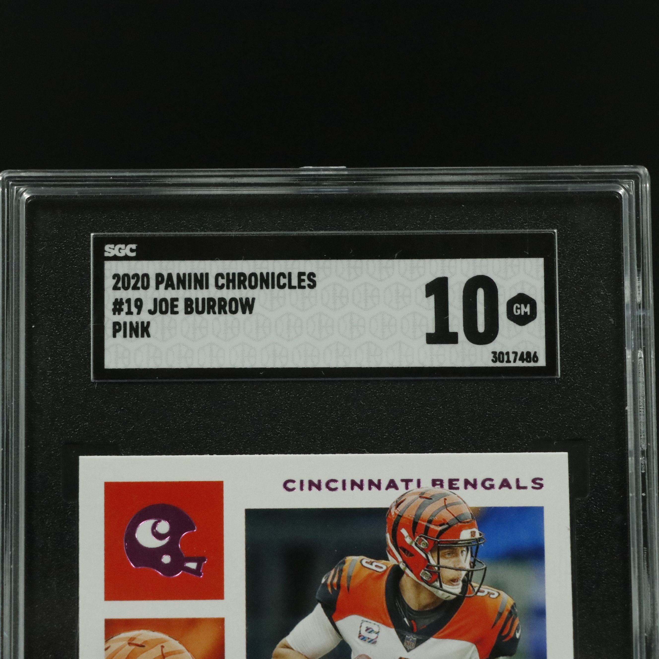 2020 Panini Chronicles Joe Burrow Pink Rookie Football Card Graded SGC 10