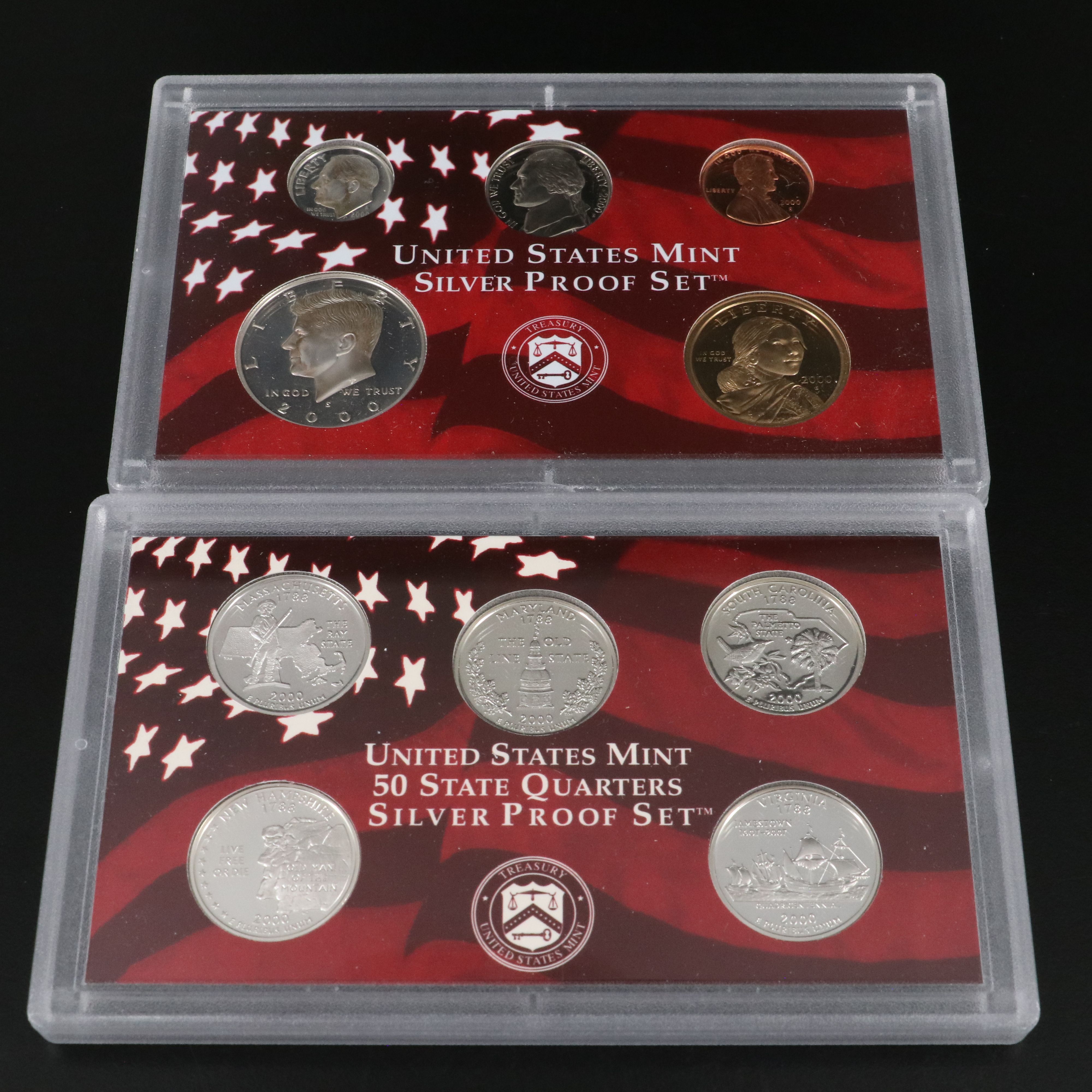 Three United States Modern Silver Proof Sets: 1999, 2000, 2001
