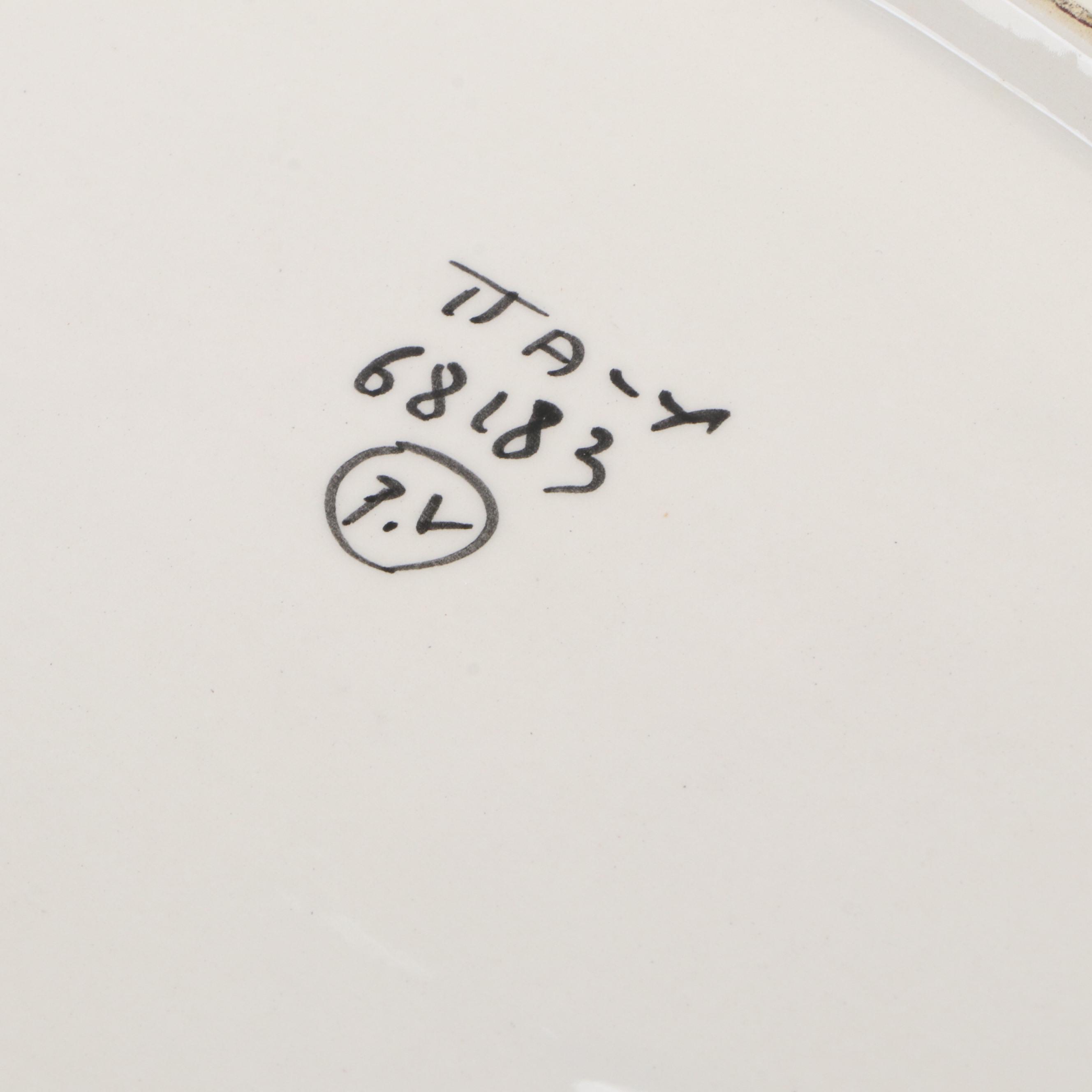 Italian Ceramic Fish Platter with Artisan Wheel Thrown Stoneware Plate