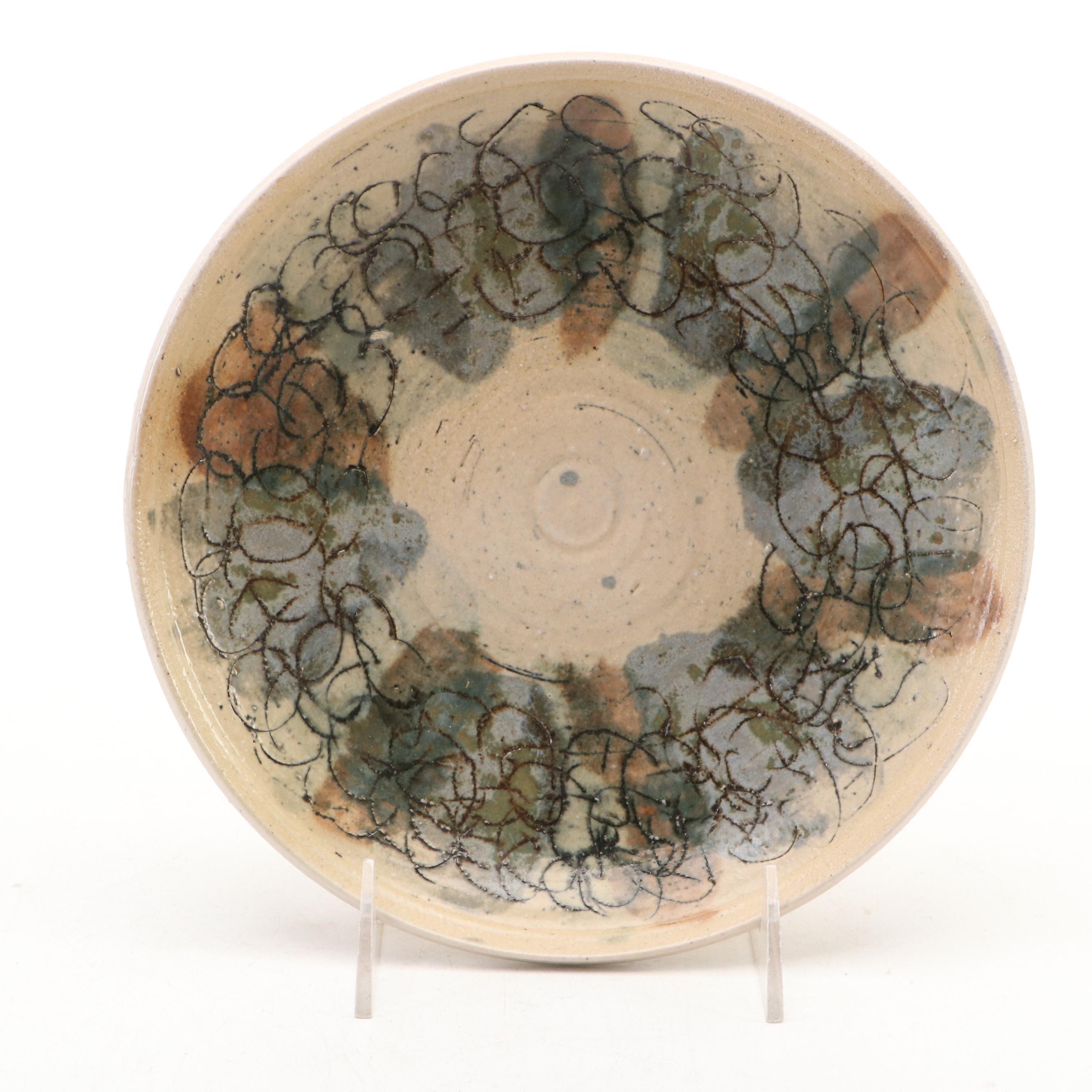 Italian Ceramic Fish Platter with Artisan Wheel Thrown Stoneware Plate