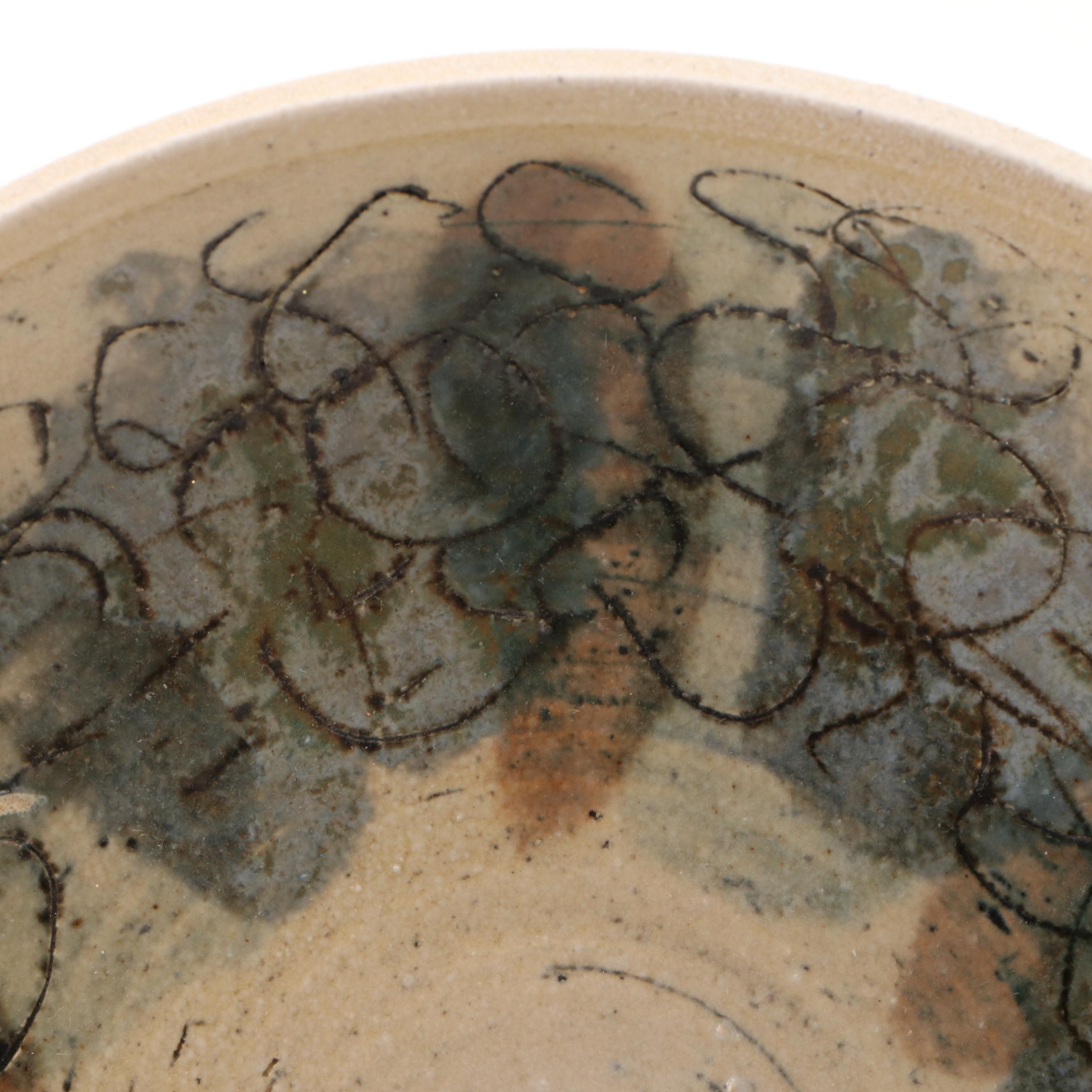 Italian Ceramic Fish Platter with Artisan Wheel Thrown Stoneware Plate