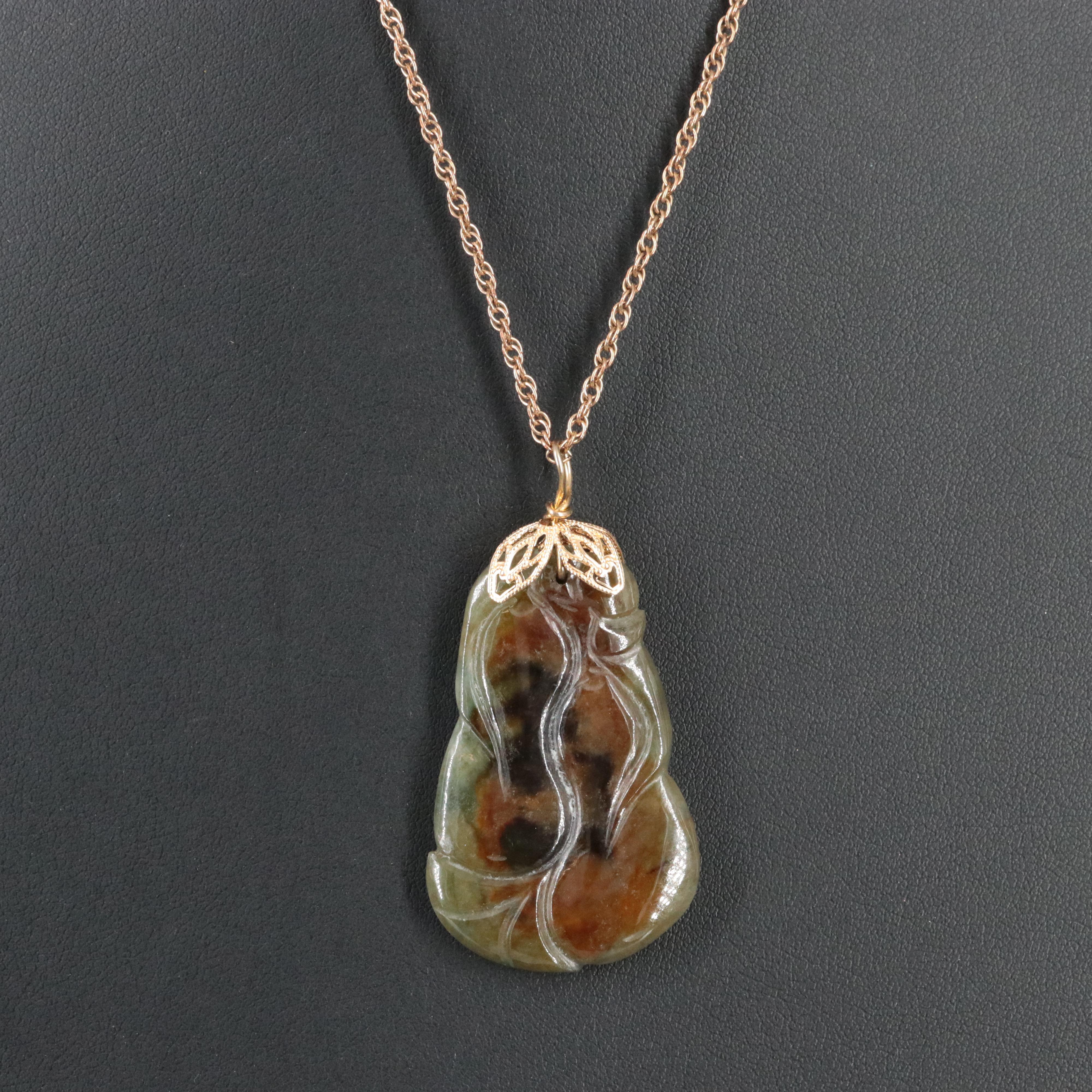Gold-Filled Jadeite Pendant Necklace