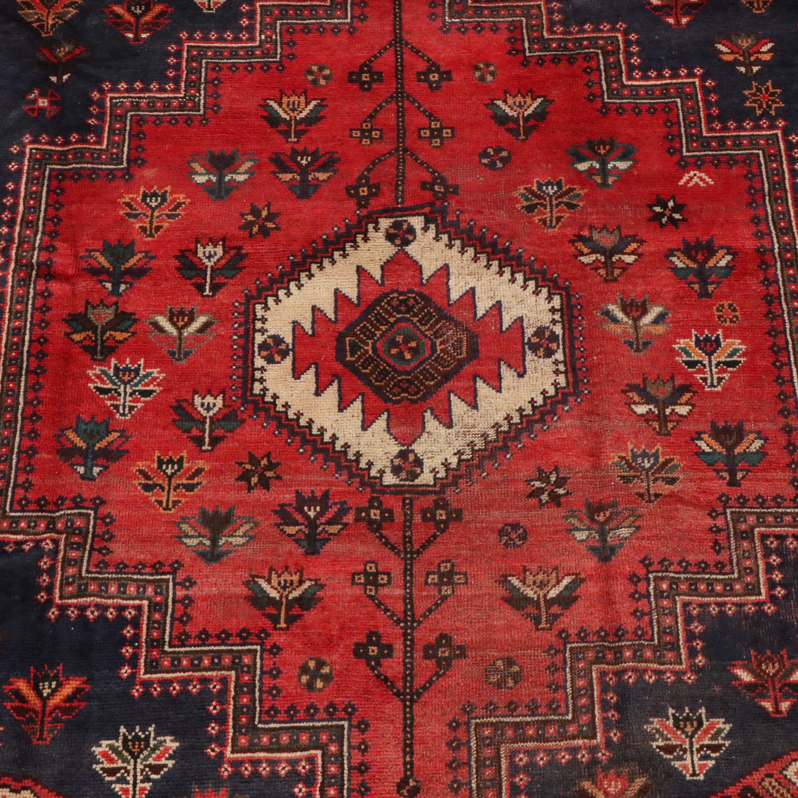 7'1 x 9'1 Hand-Knotted Persian Qashqai Area Rug