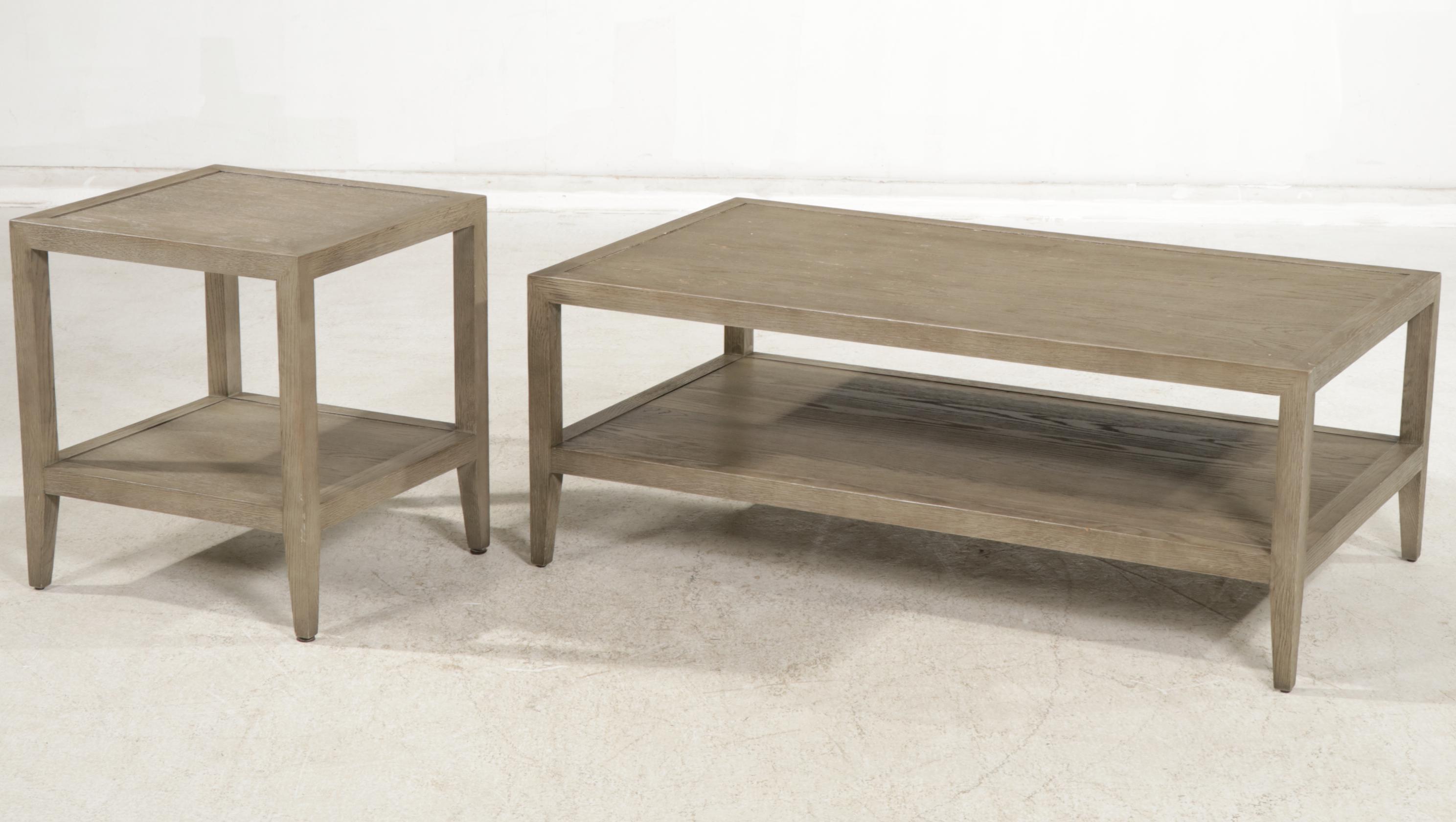 Restoration Hardware Weathered Oak Coffee and Side Tables, 2021