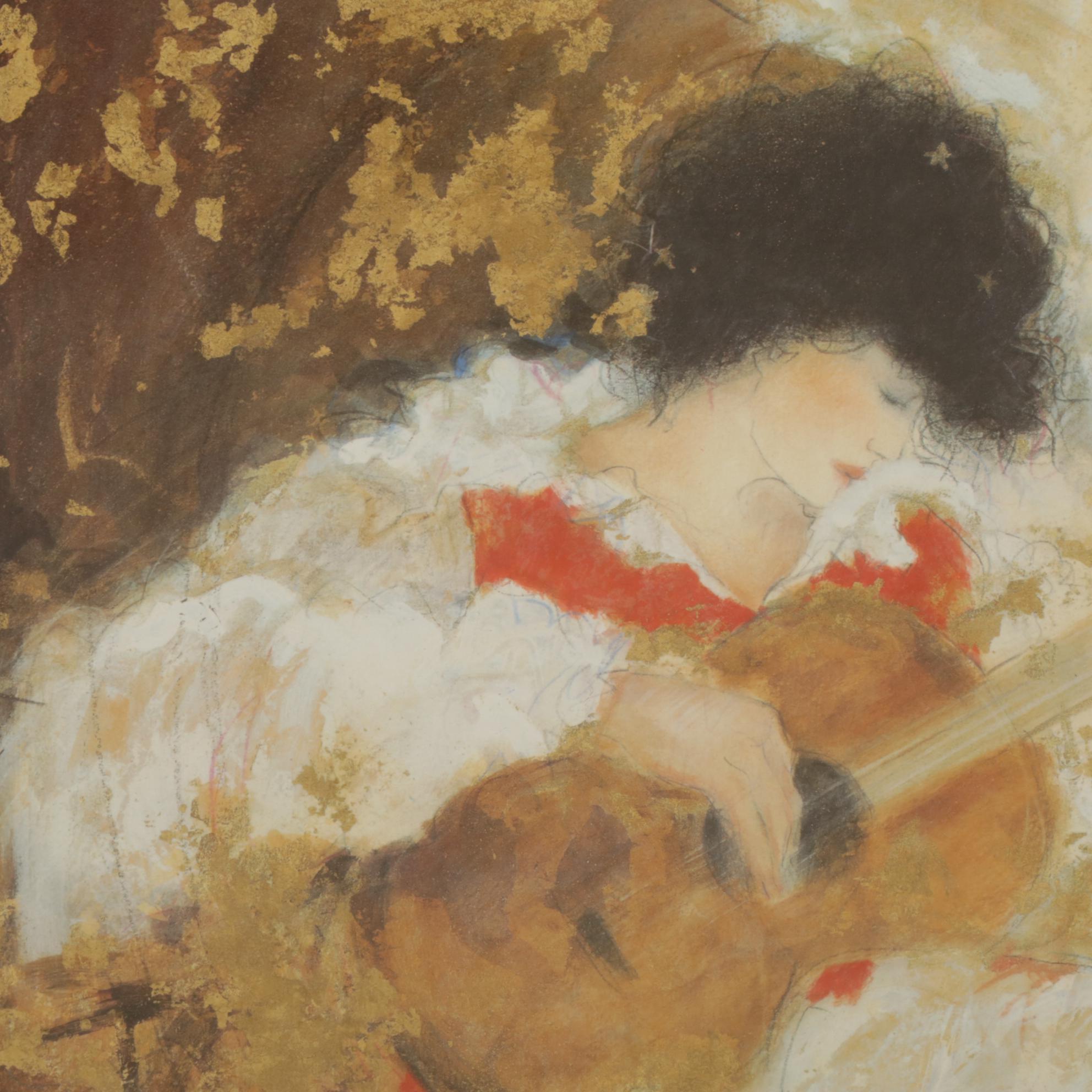 Janet Treby "Guitarist" Seriolithograph, Late 20th Century